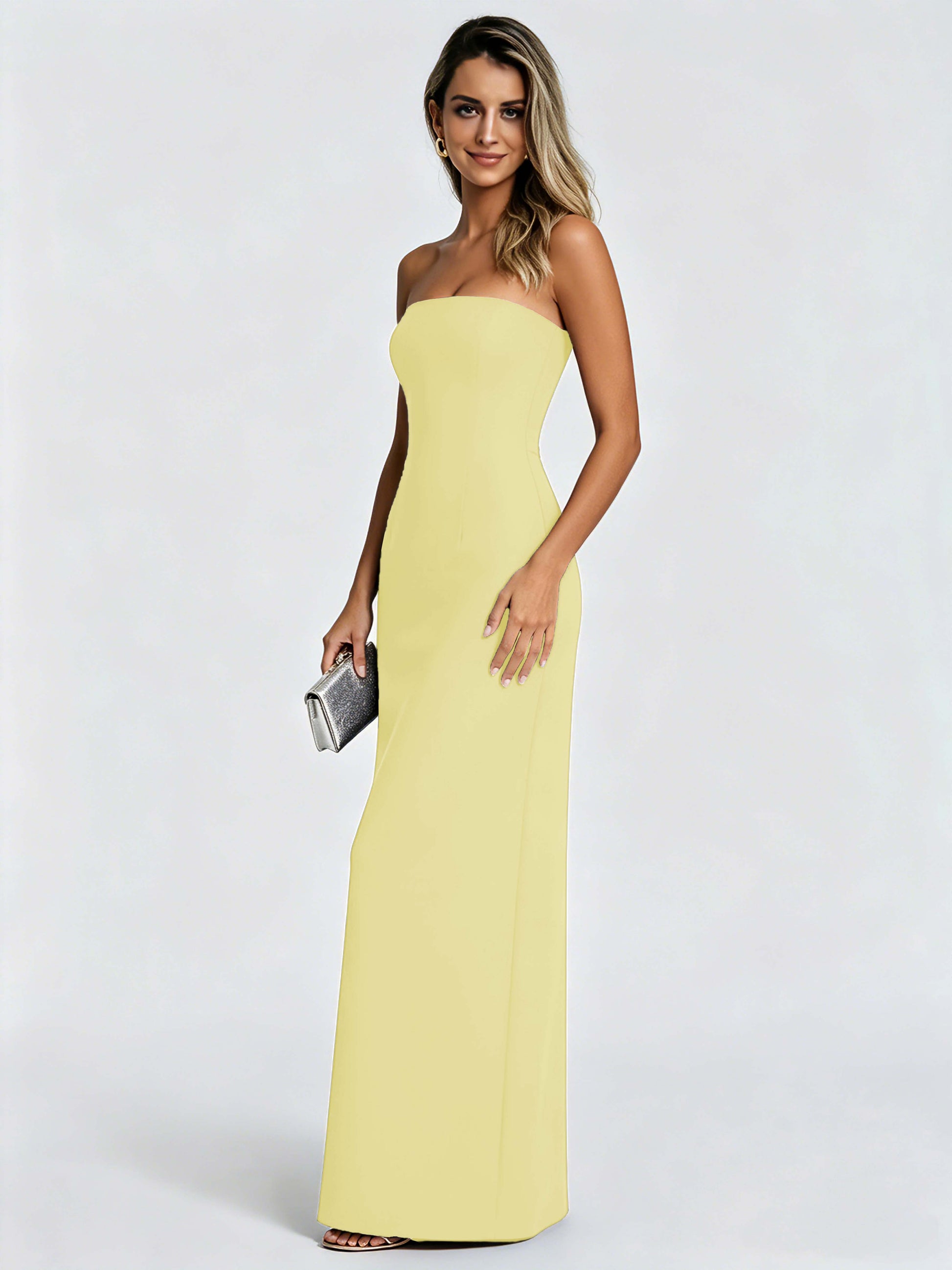 Satin Prom Dresses for Teens Strapless Formal Evening Gown