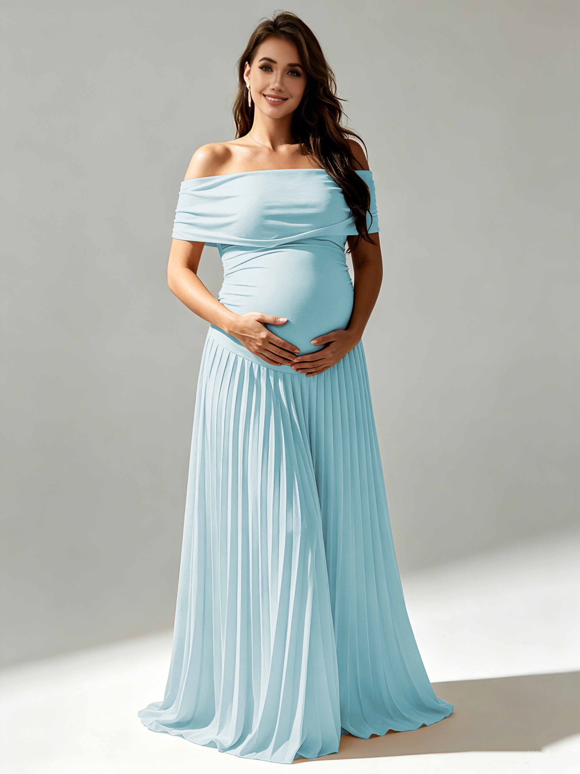 Off The Shoulder Spandex Maternity Dresses for Photoshoot