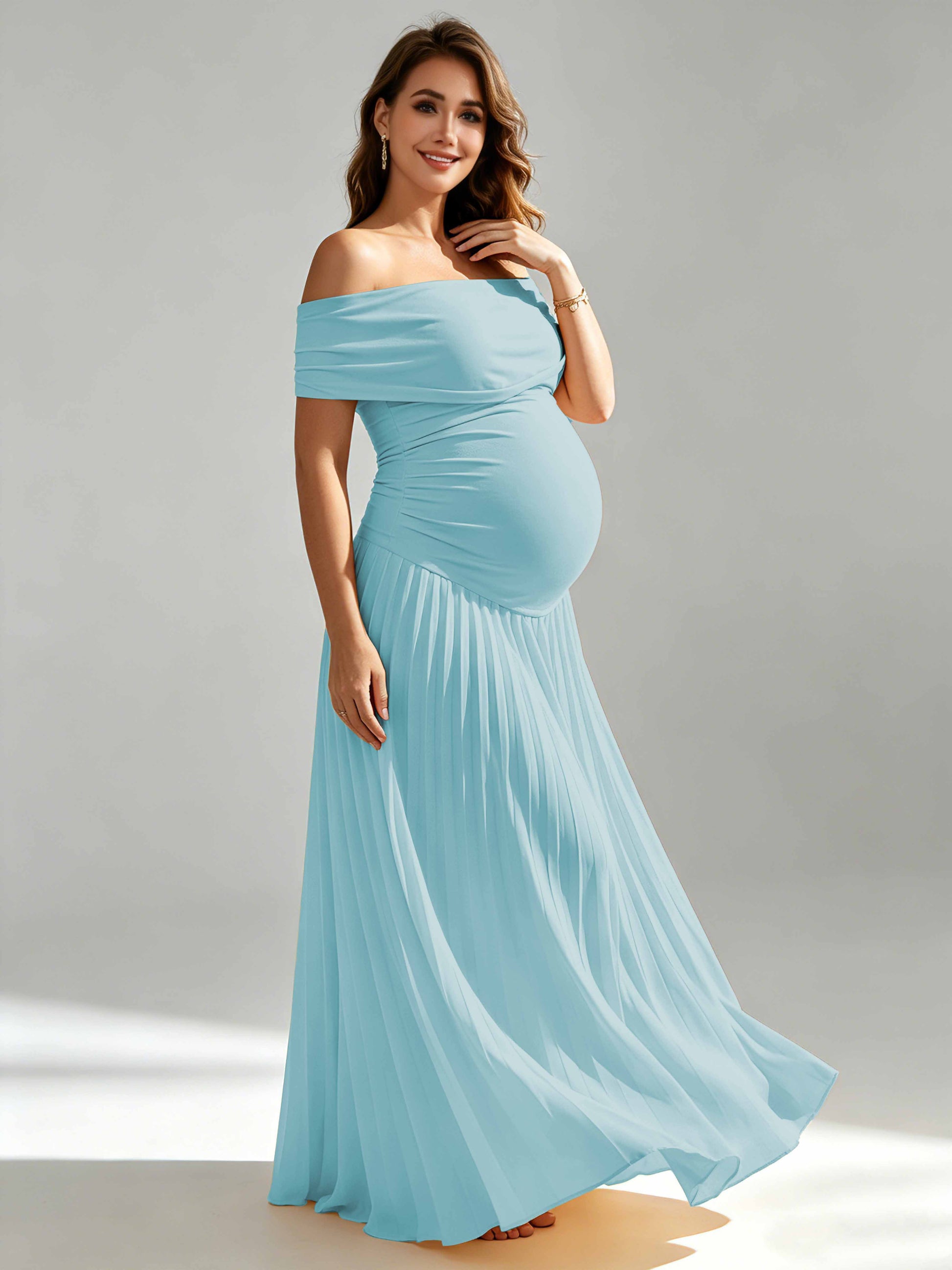 Off The Shoulder Spandex Maternity Dresses for Photoshoot