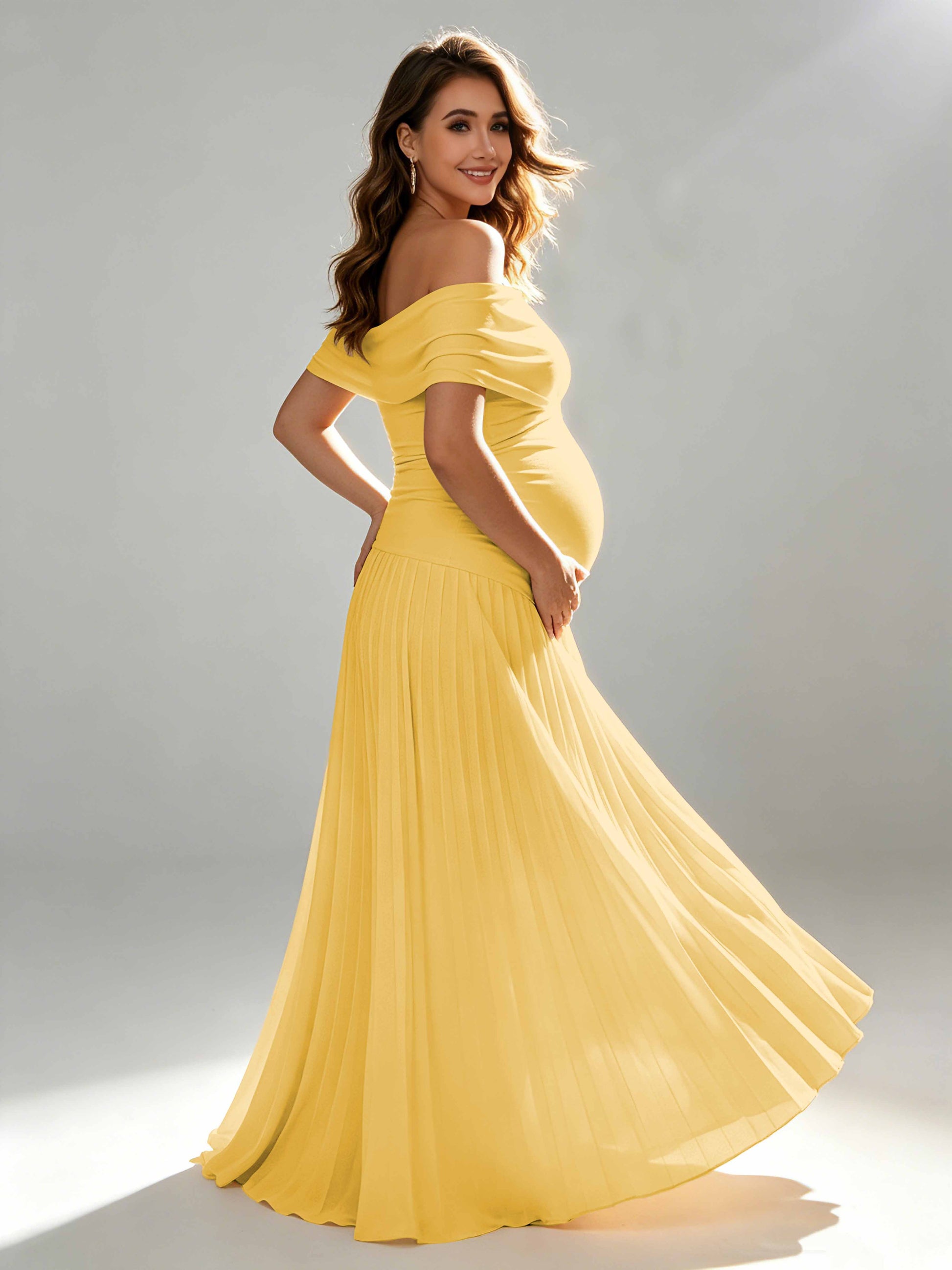 Off The Shoulder Spandex Maternity Dresses for Photoshoot