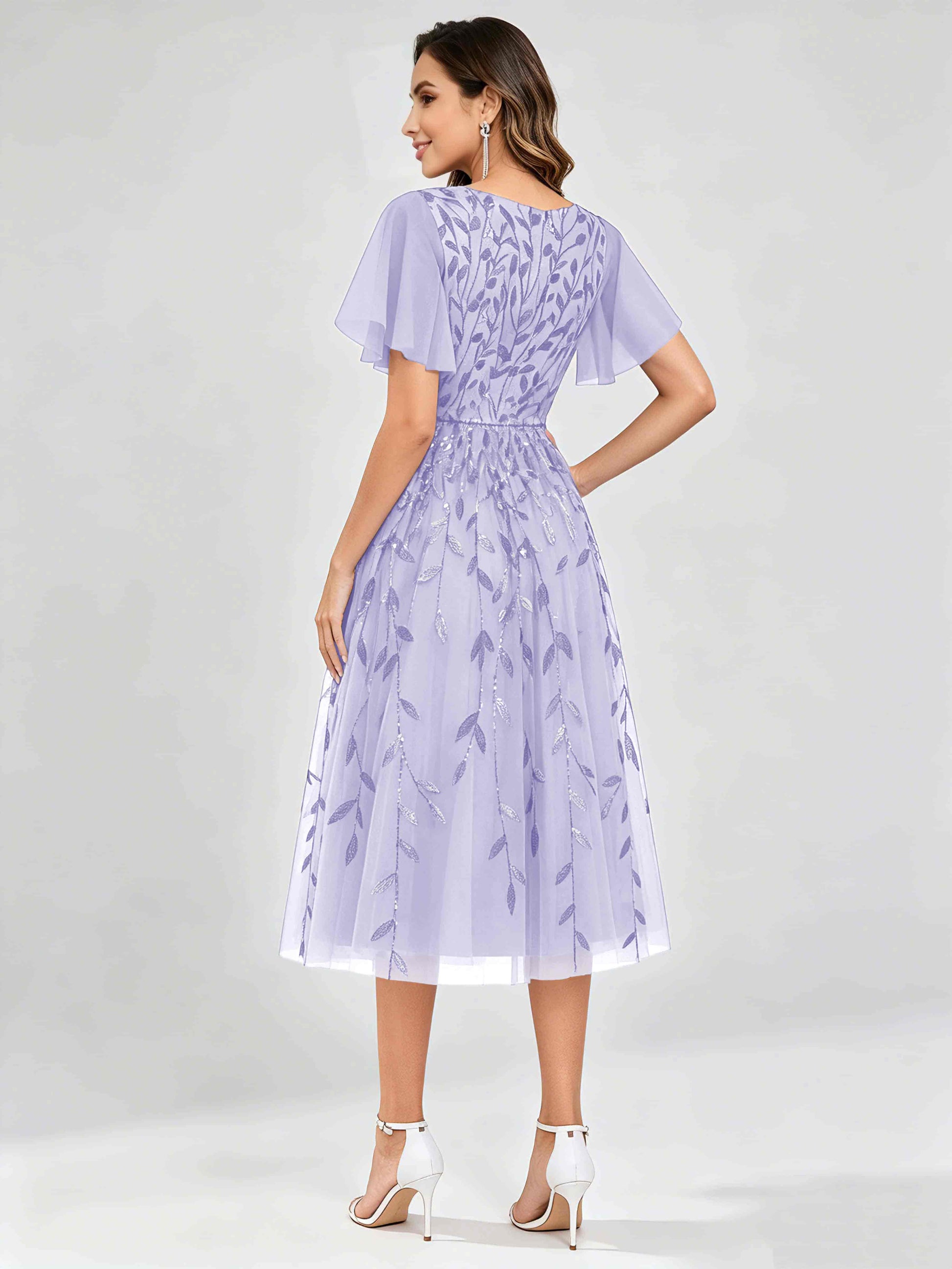 Modern A-Line Leaf Sequins Mother of the Bride & Groom Dresses