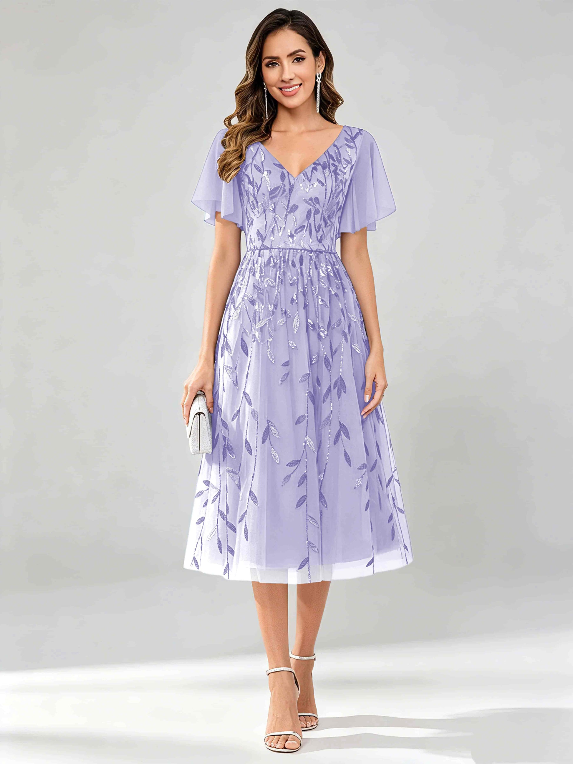 Modern A-Line Leaf Sequins Mother of the Bride & Groom Dresses