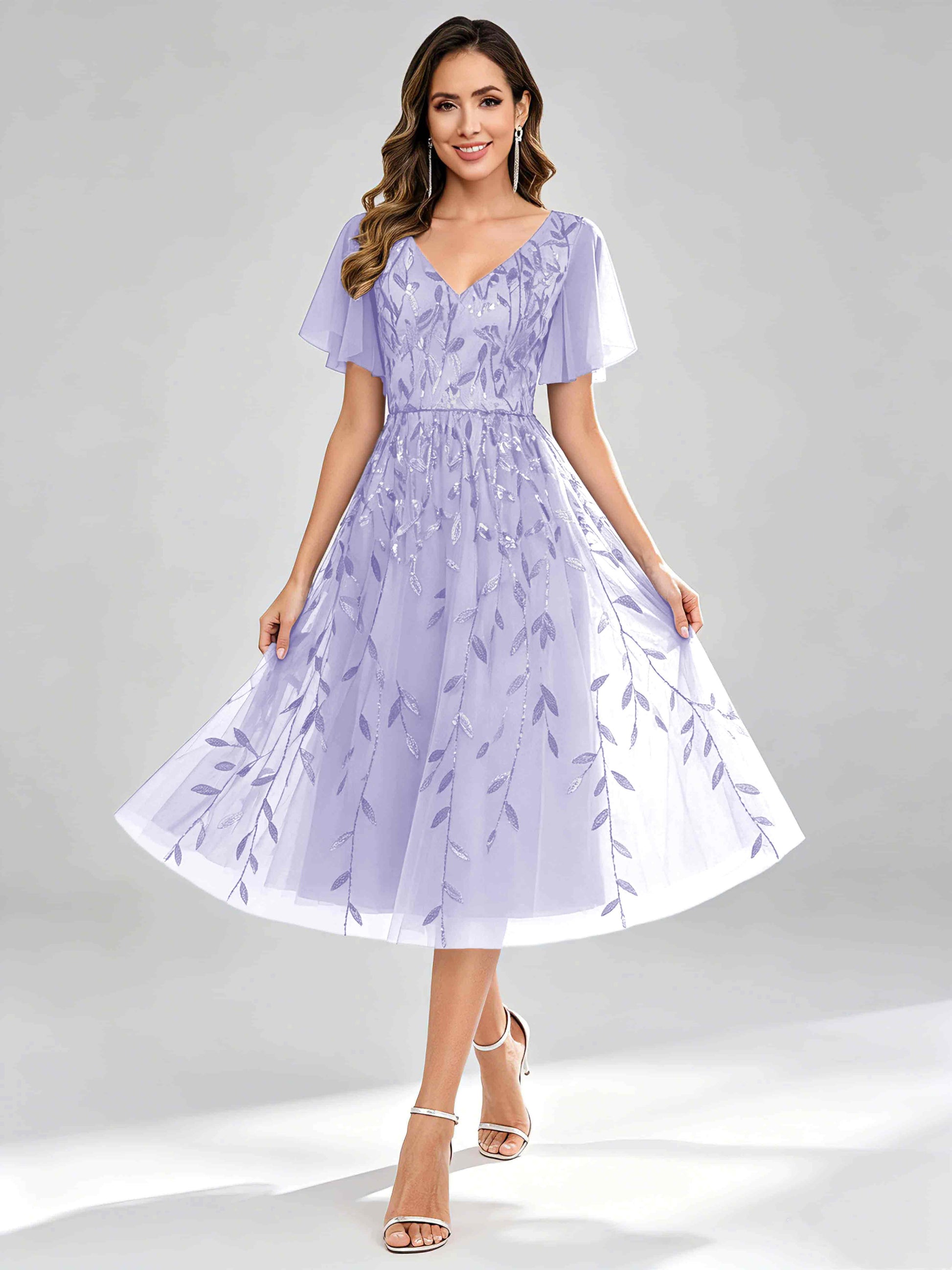 Modern A-Line Leaf Sequins Mother of the Bride & Groom Dresses
