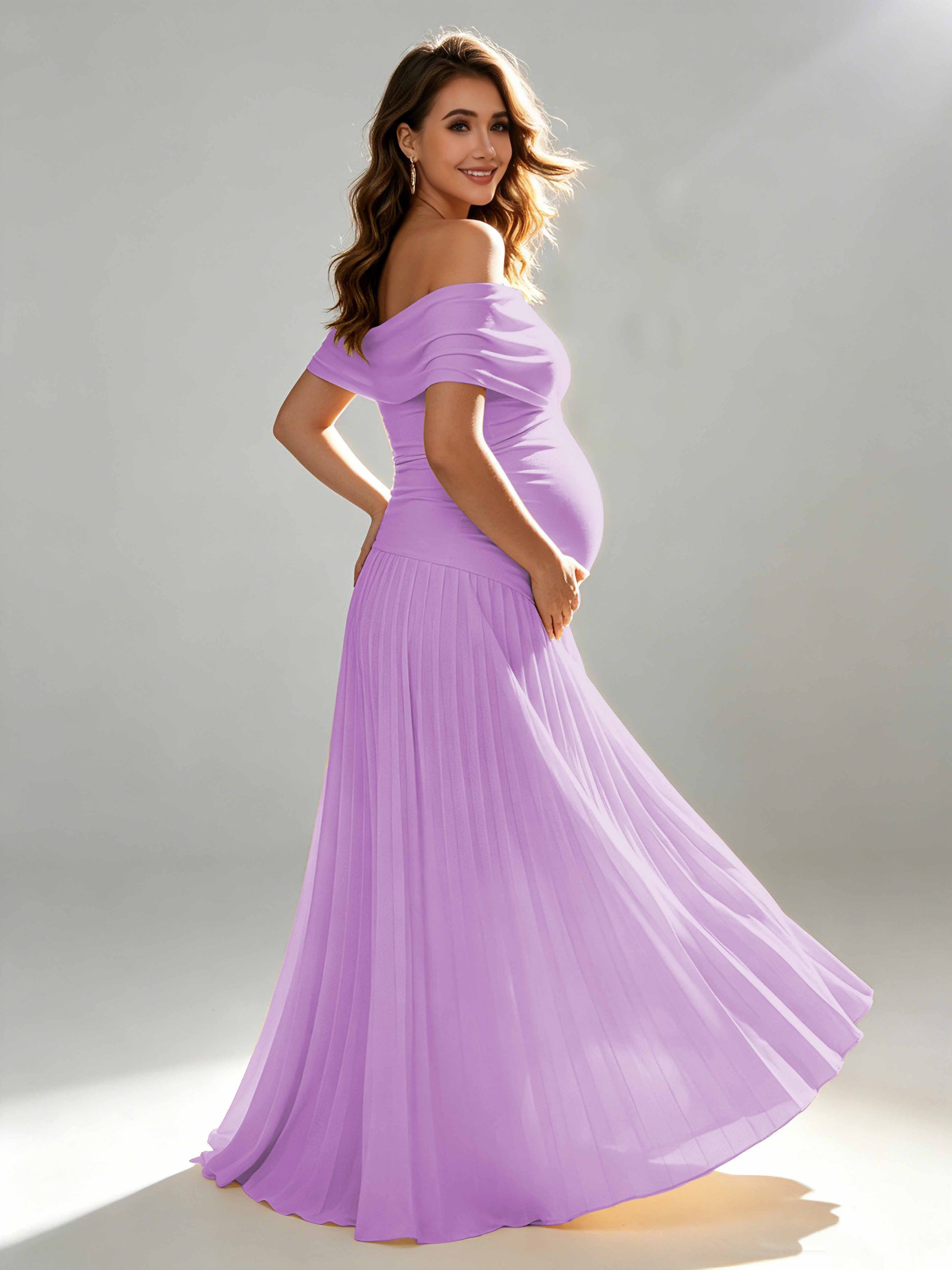 Off The Shoulder Spandex Maternity Dresses for Photoshoot