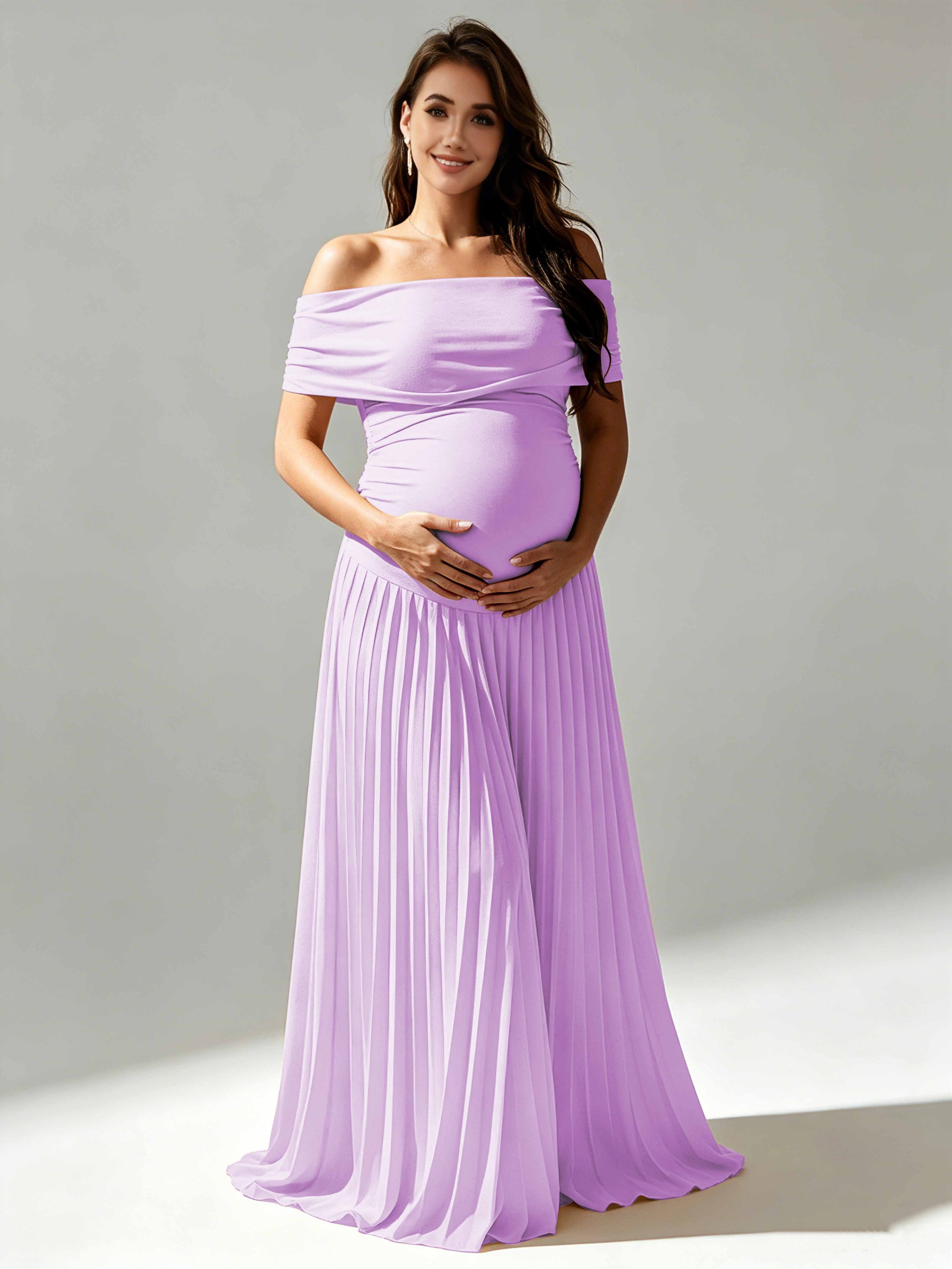 Off The Shoulder Spandex Maternity Dresses for Photoshoot