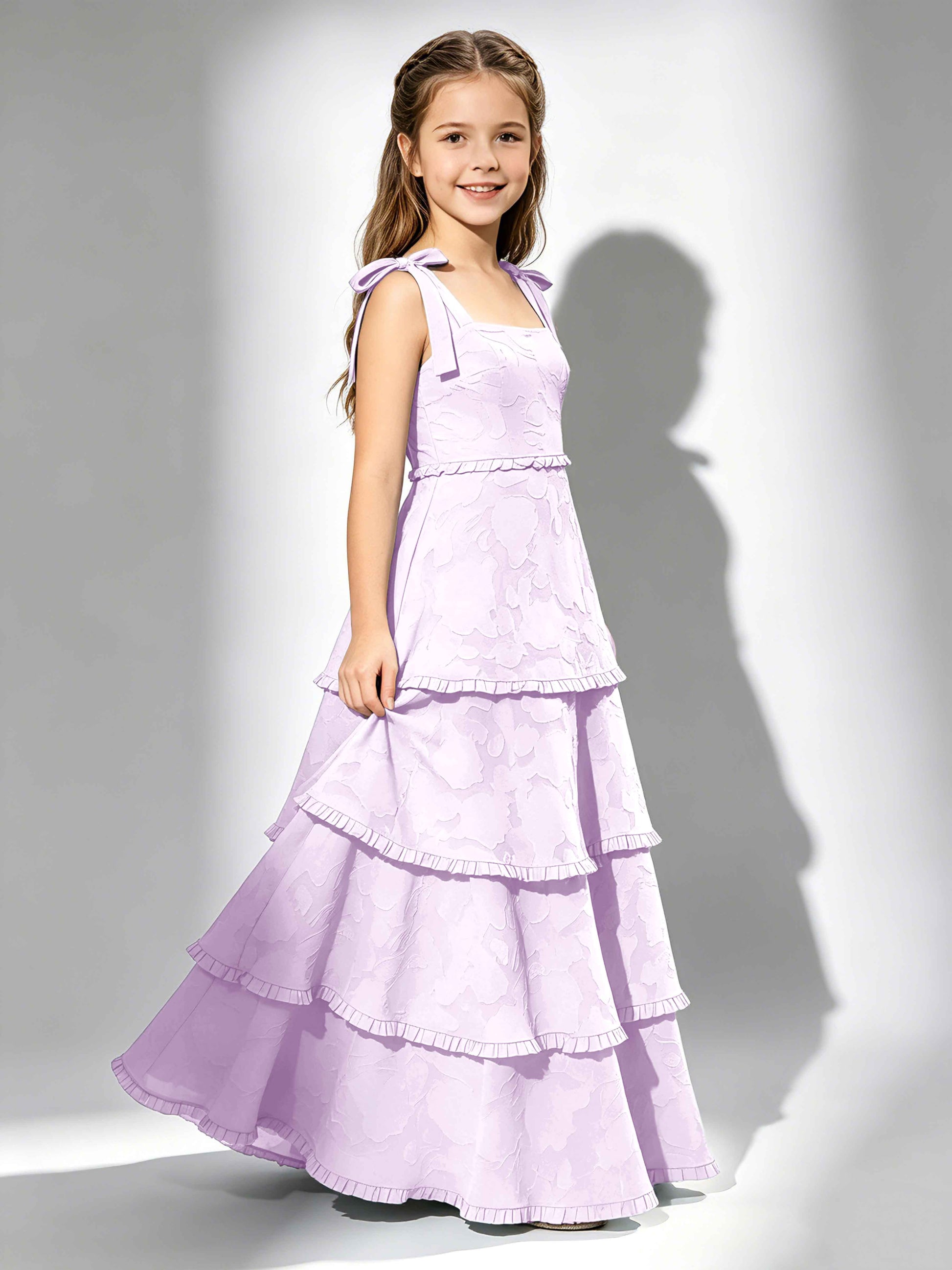 Spaghetti Straps Floral Burnout Chiffon Junior Bridesmaid Dresses
