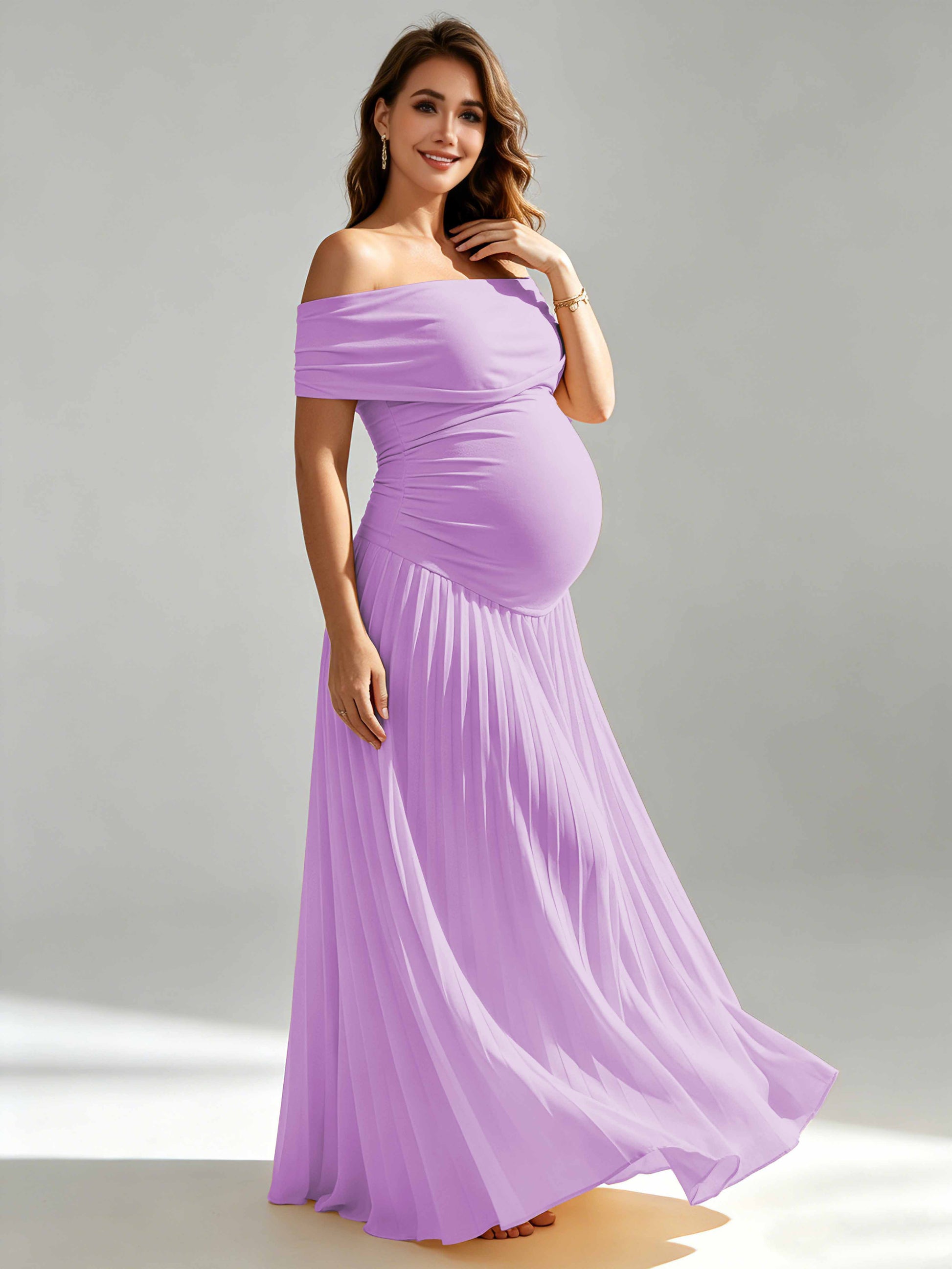 Off The Shoulder Spandex Maternity Dresses for Photoshoot