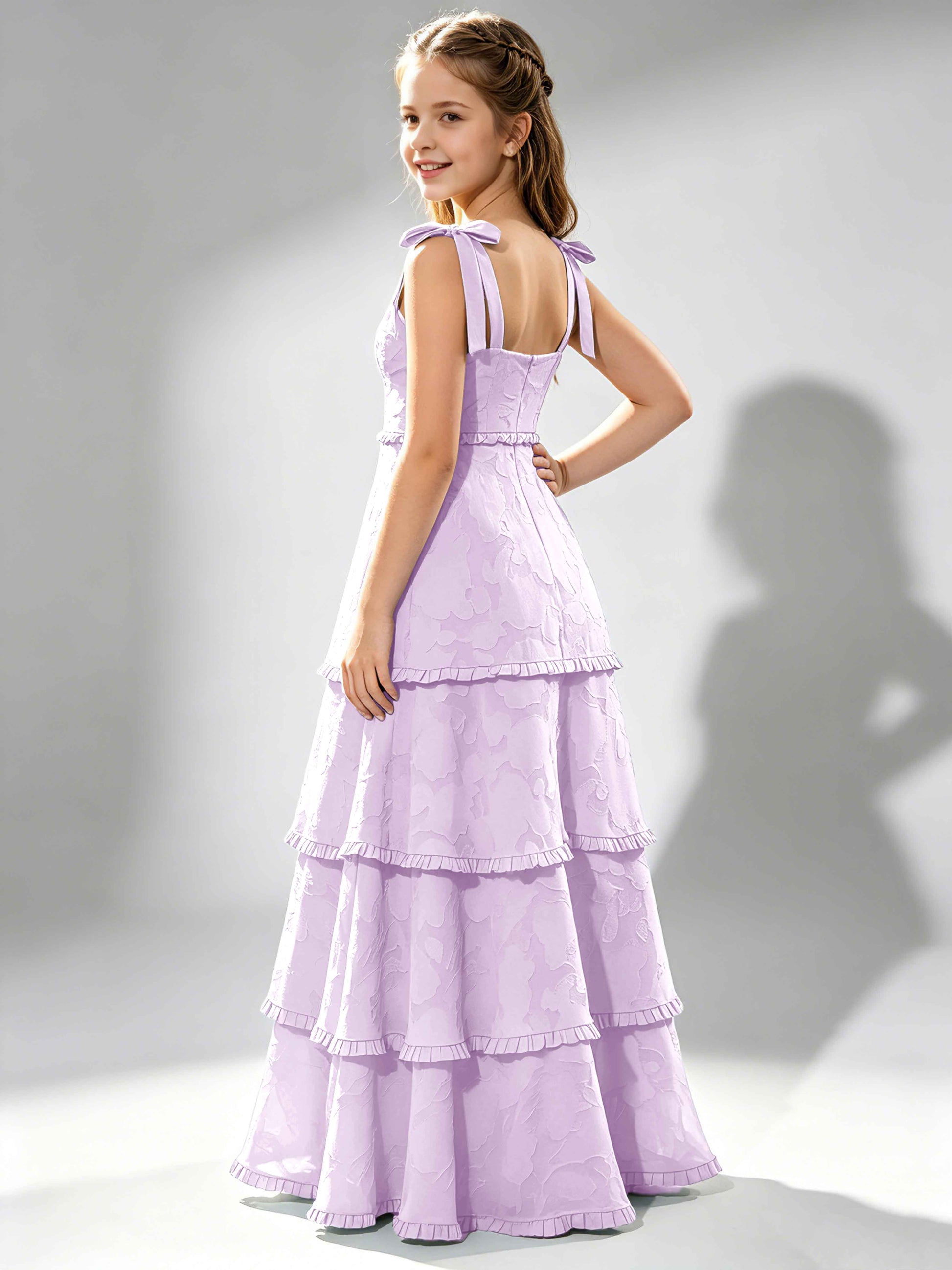 Spaghetti Straps Floral Burnout Chiffon Junior Bridesmaid Dresses