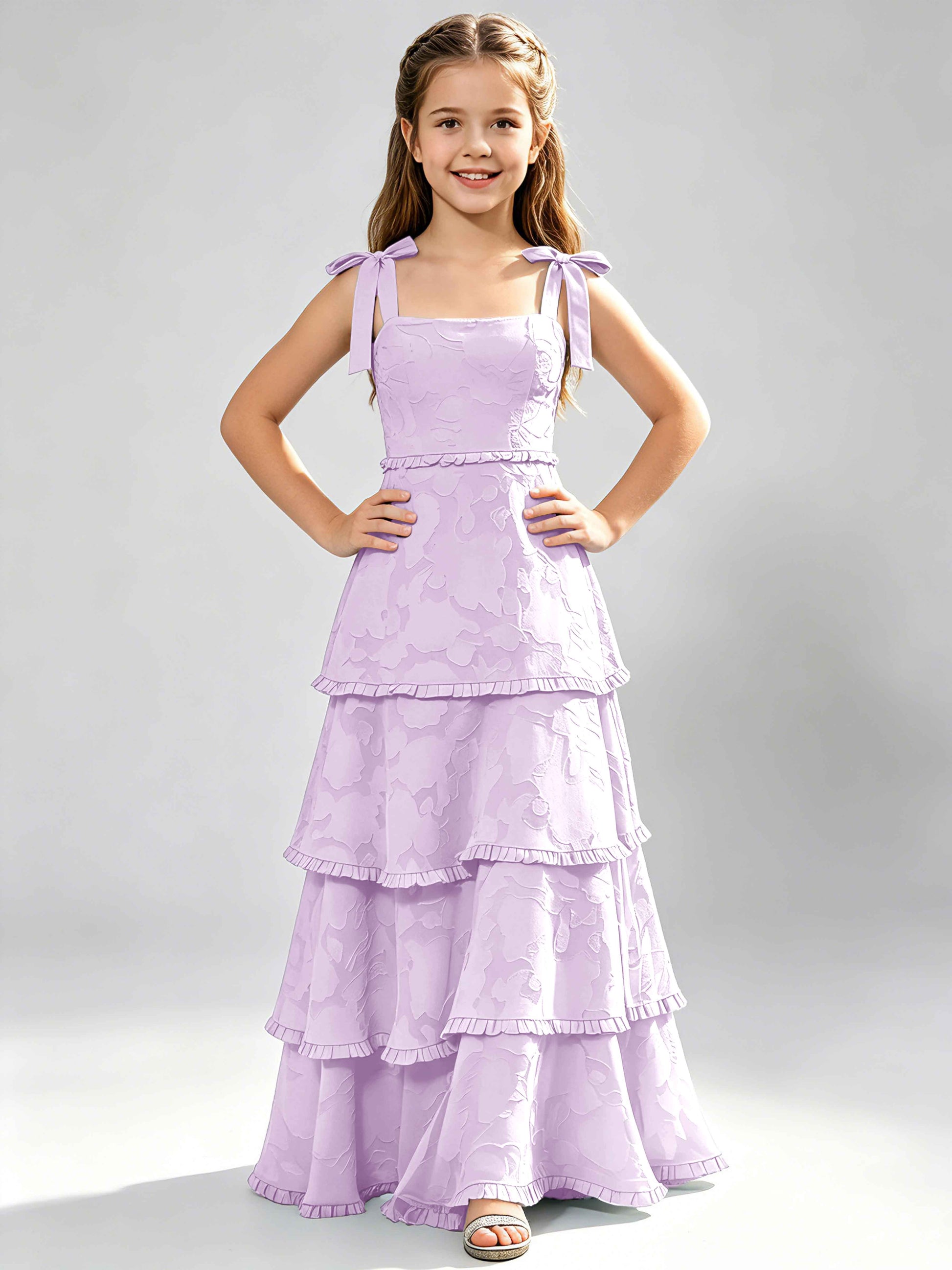 Spaghetti Straps Floral Burnout Chiffon Junior Bridesmaid Dresses