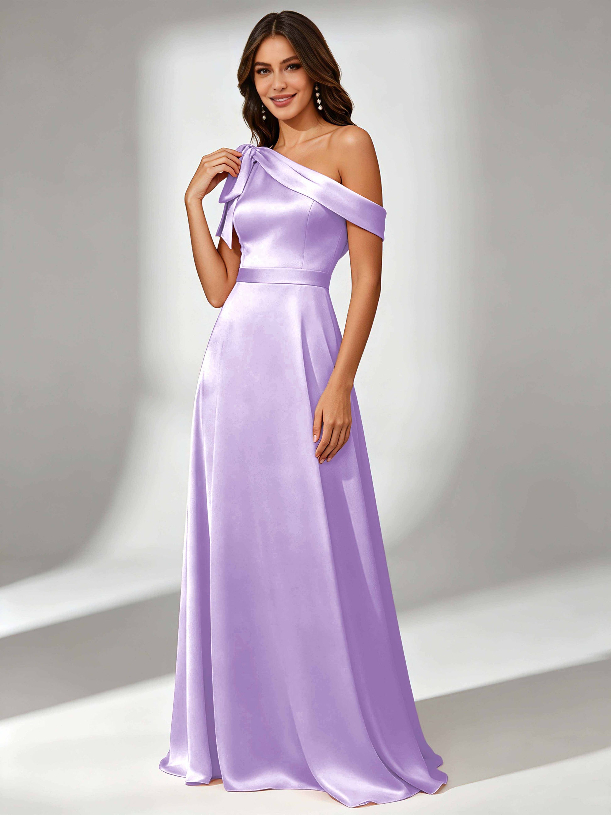 Satin One Shoulder Floor Length Bridesmaid Dresses