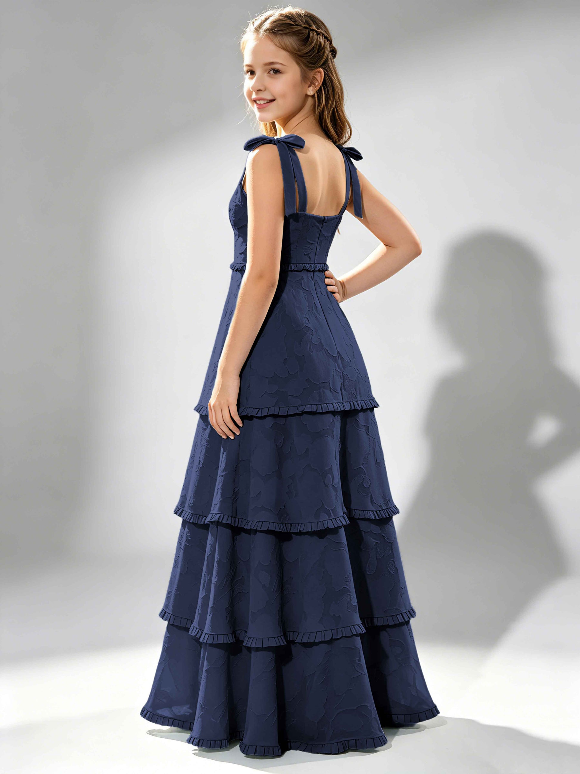 Spaghetti Straps Floral Burnout Chiffon Junior Bridesmaid Dresses