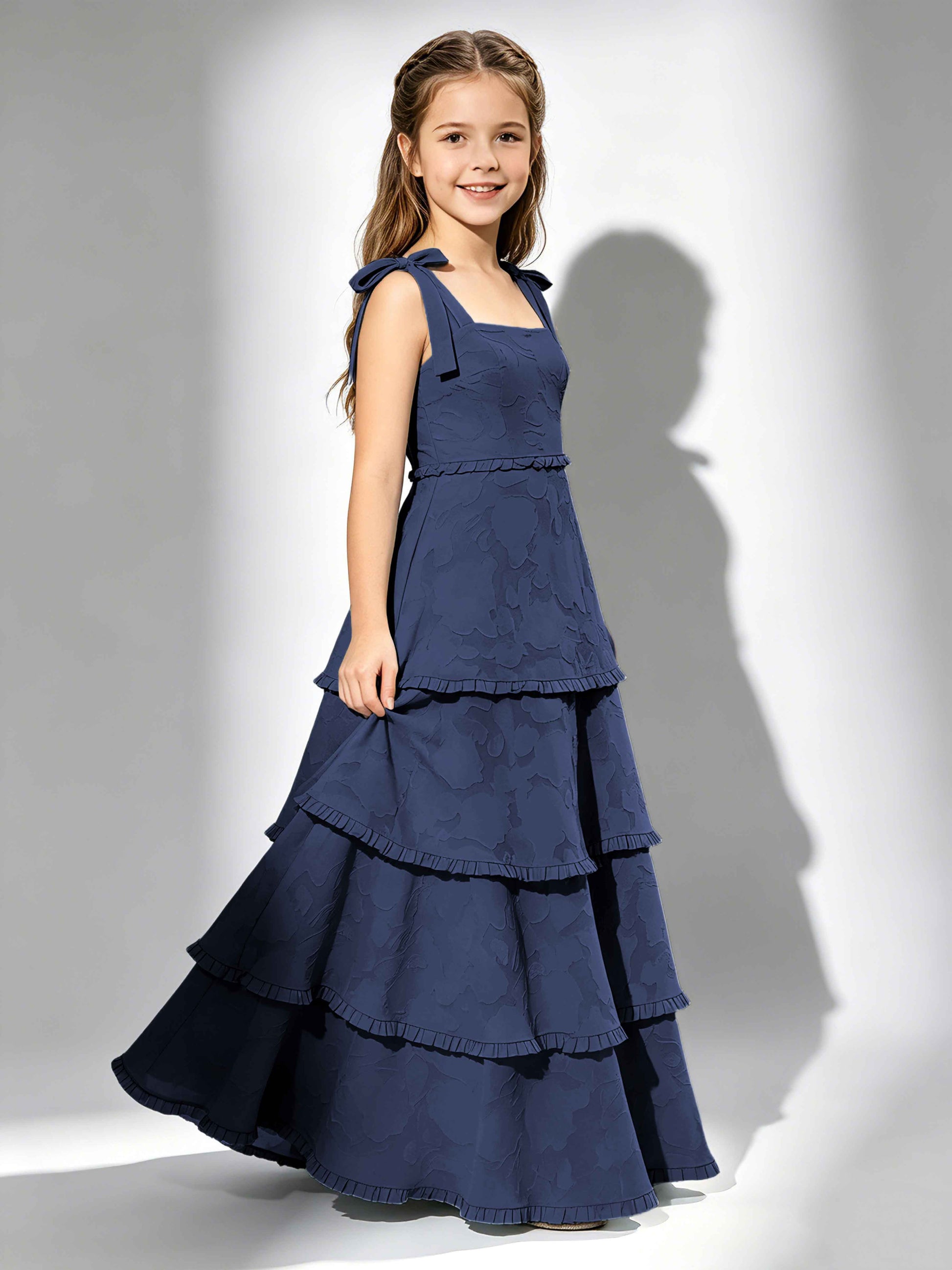 Spaghetti Straps Floral Burnout Chiffon Junior Bridesmaid Dresses