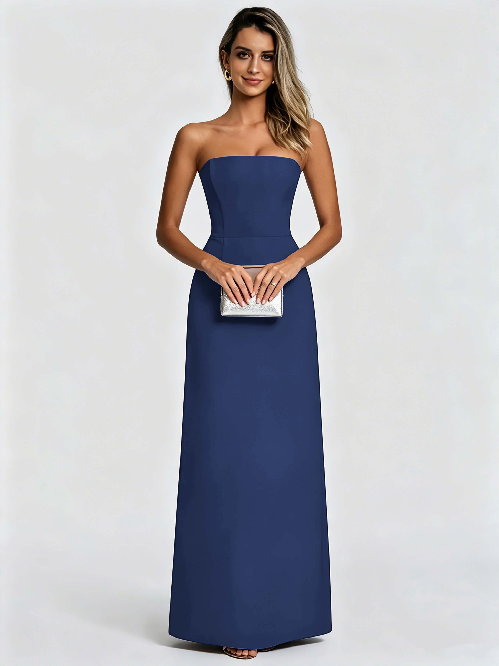 Satin Prom Dresses for Teens Strapless Formal Evening Gown