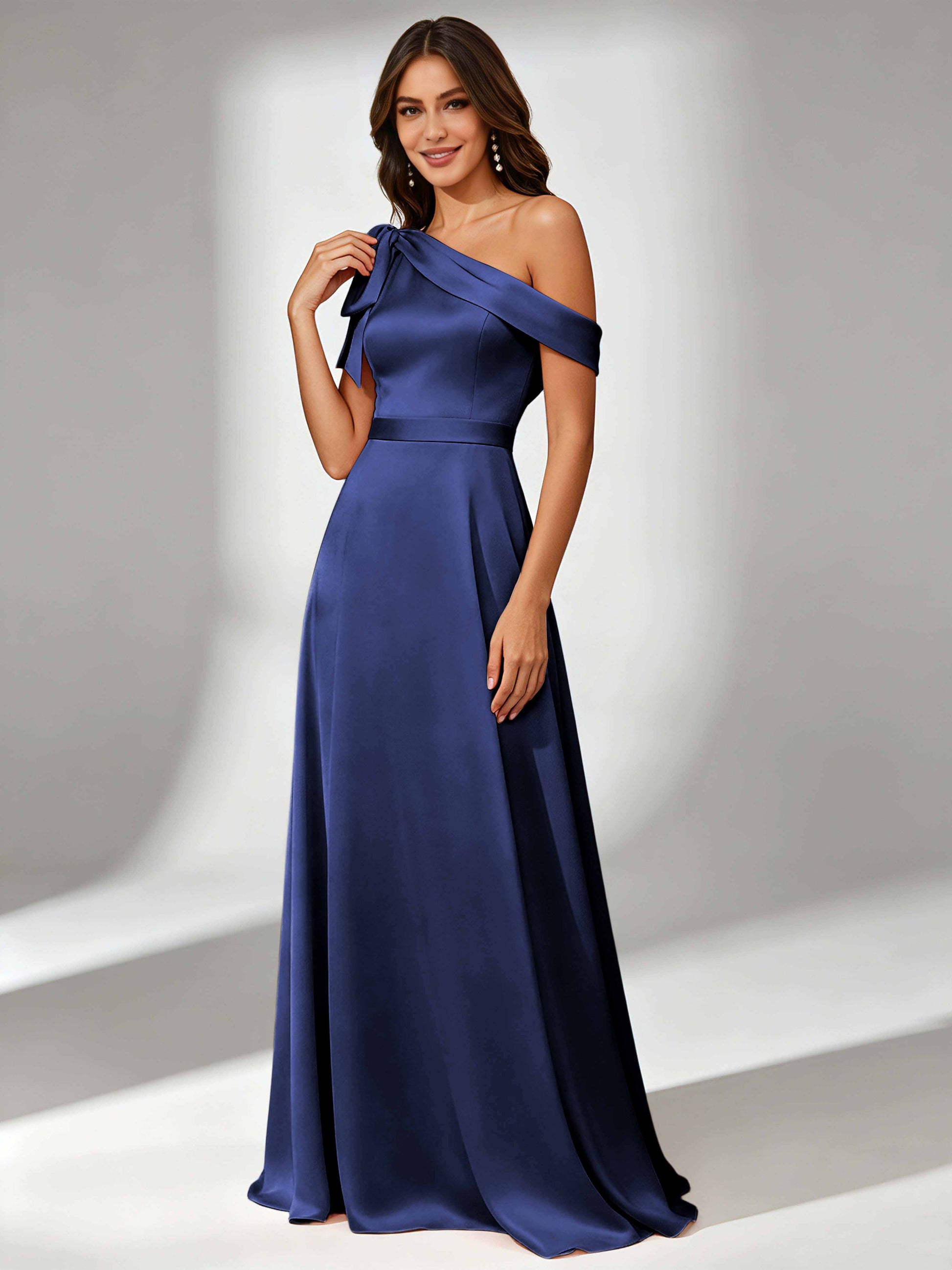 Satin One Shoulder Floor Length Bridesmaid Dresses