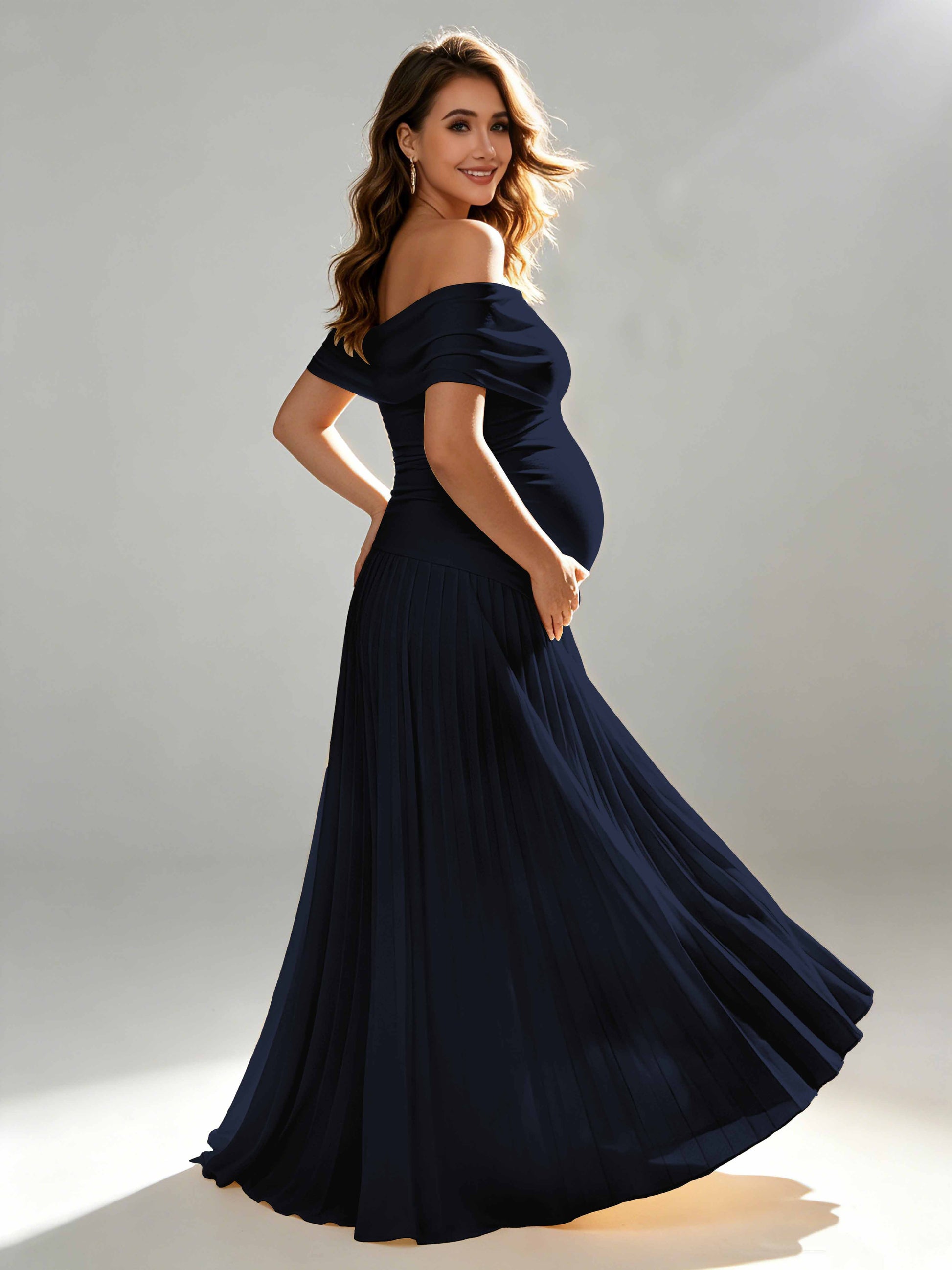 Off The Shoulder Spandex Maternity Dresses for Photoshoot