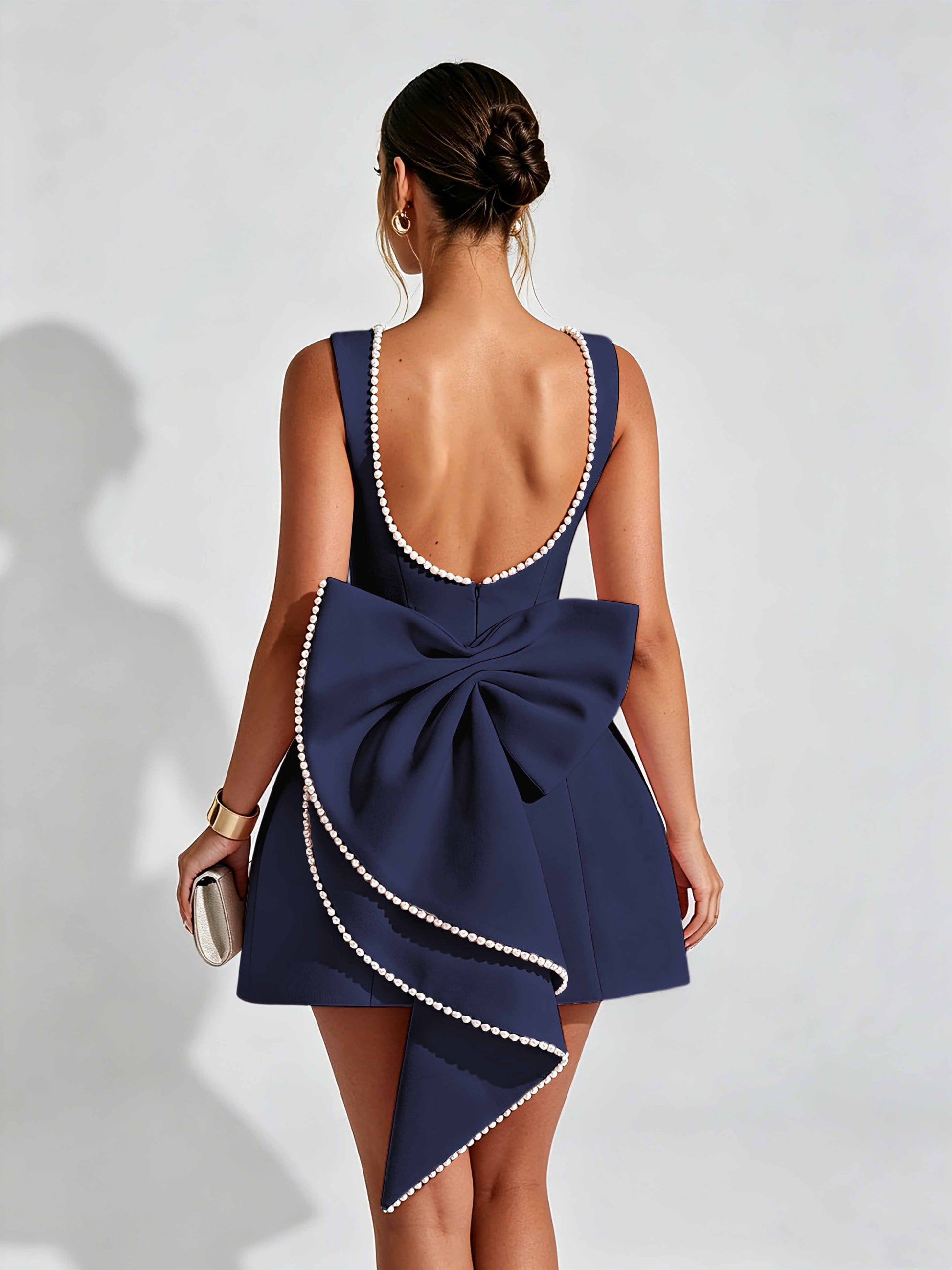 Satin Homecoming Dresses for Teens Short Prom Dress with Bow on Back