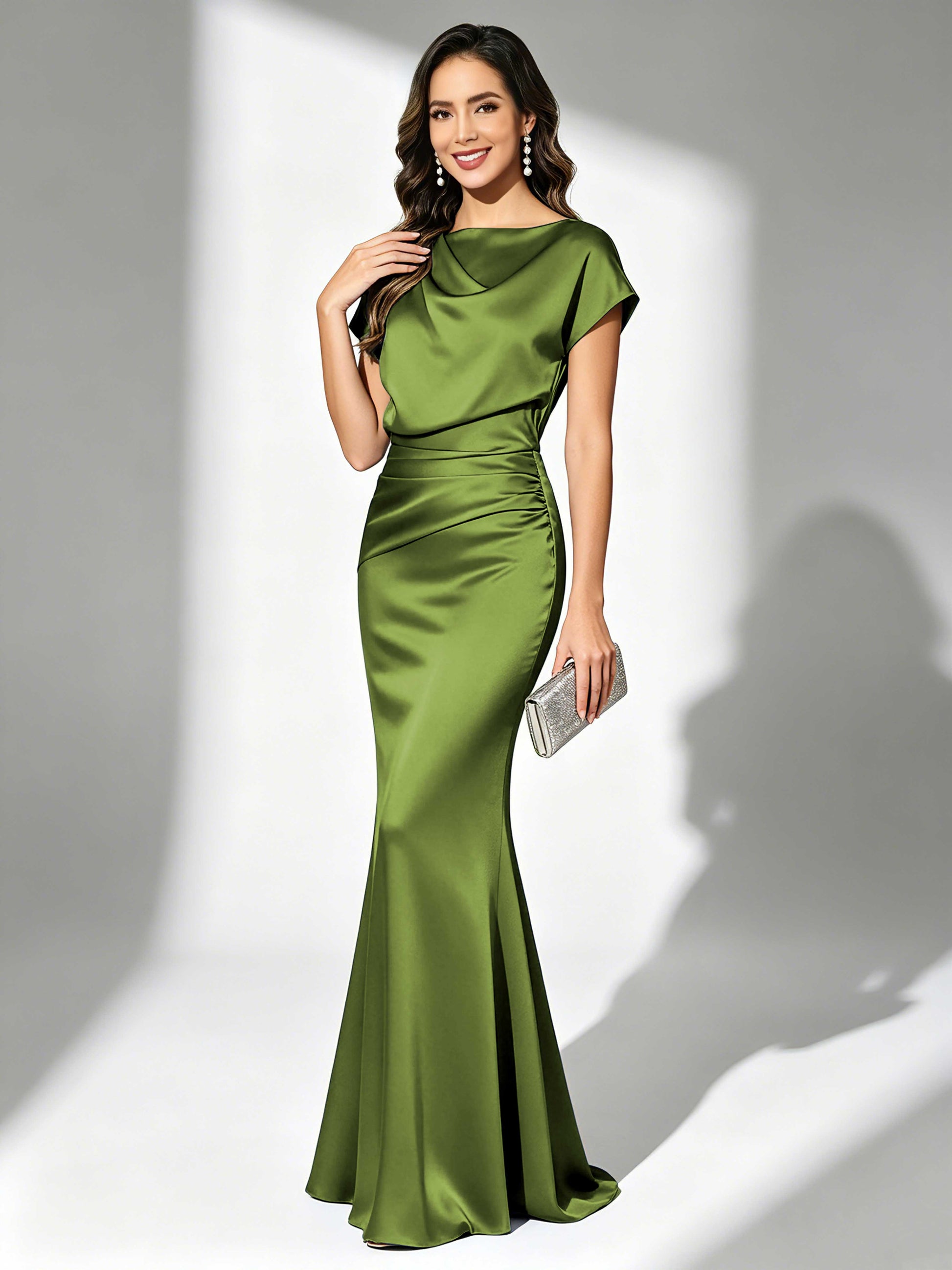 Satin Mermaid Floor Length Mother of The Bride Dresses
