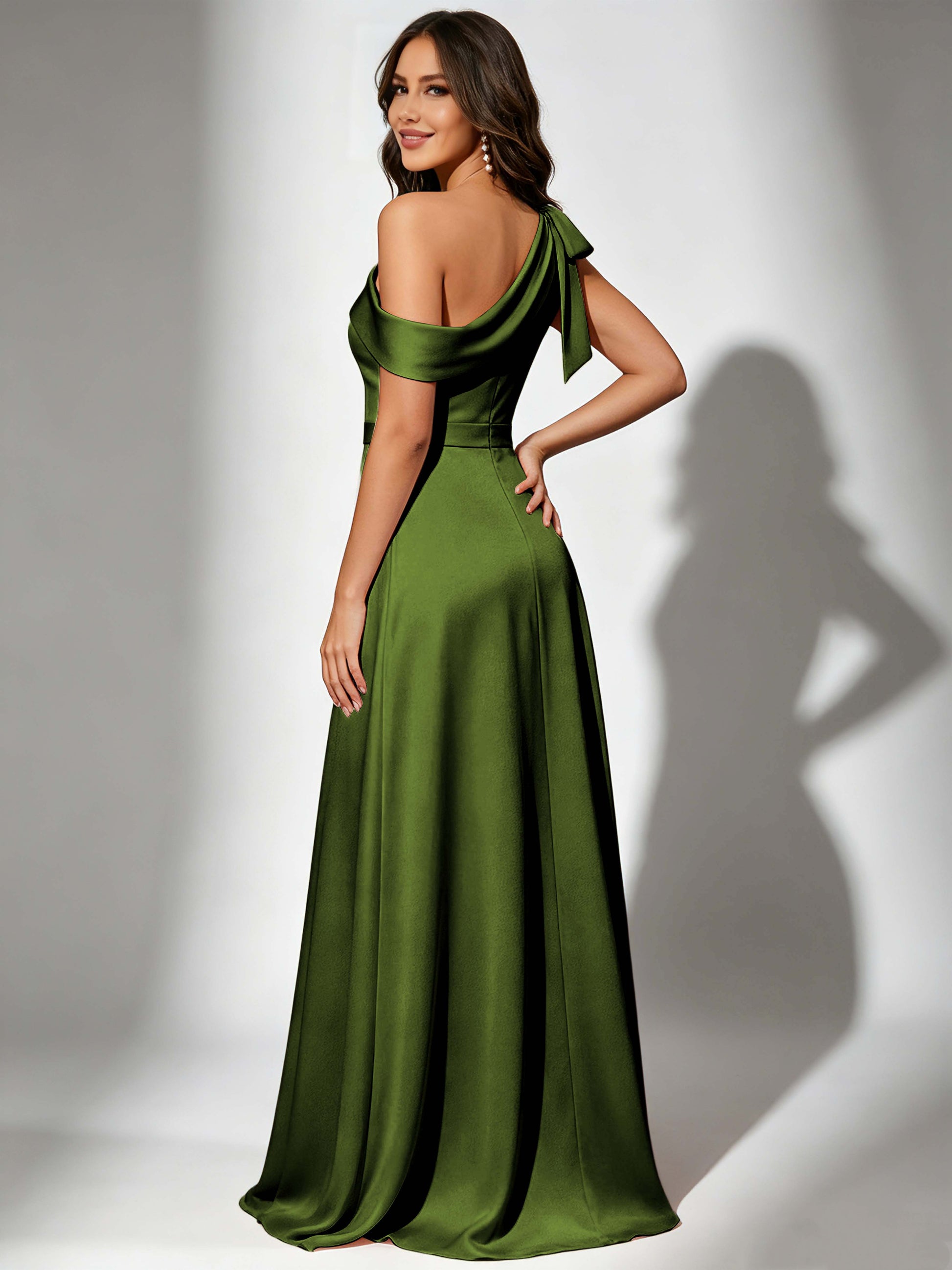 Satin One Shoulder Floor Length Bridesmaid Dresses