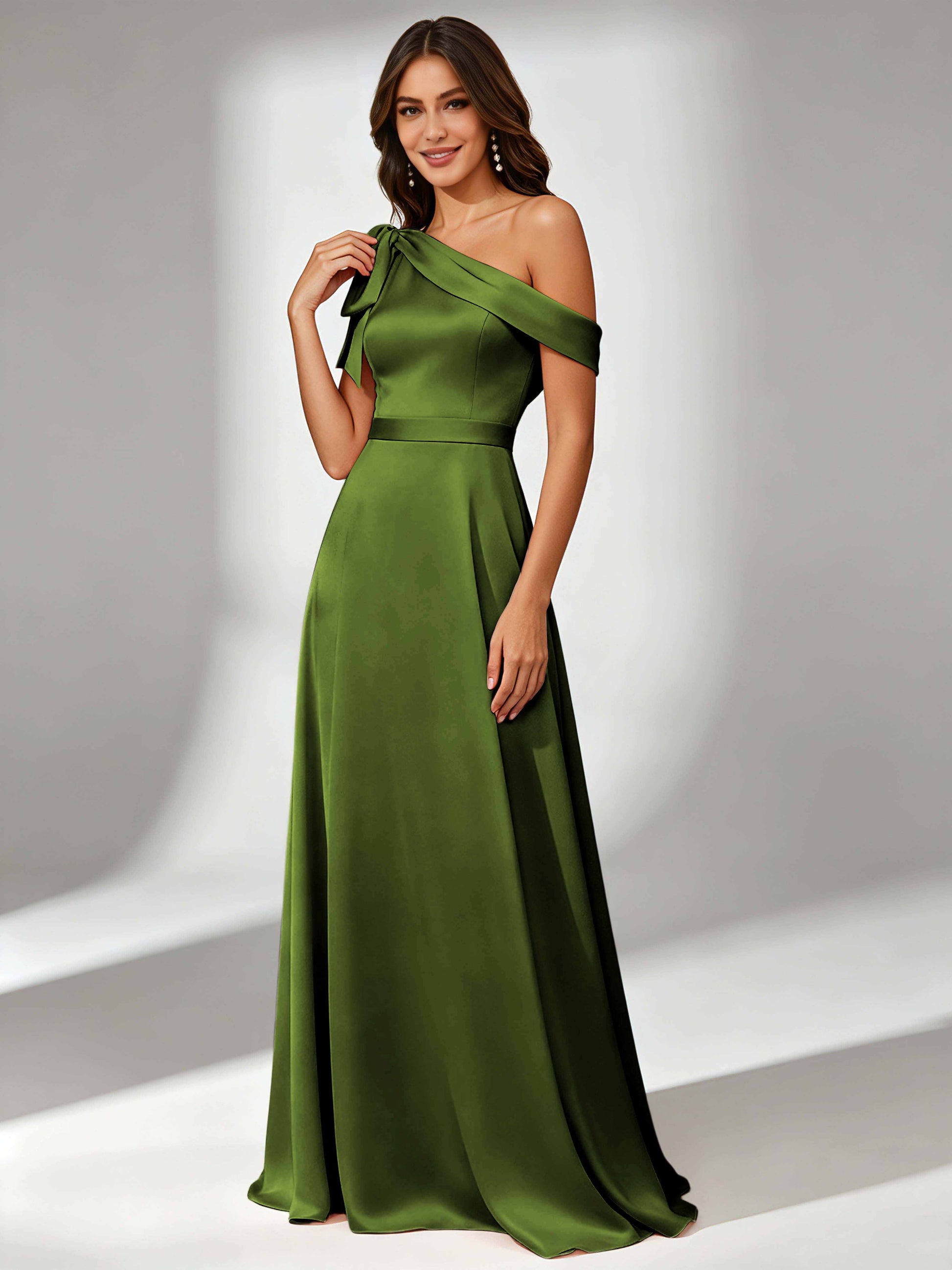 Satin One Shoulder Floor Length Bridesmaid Dresses