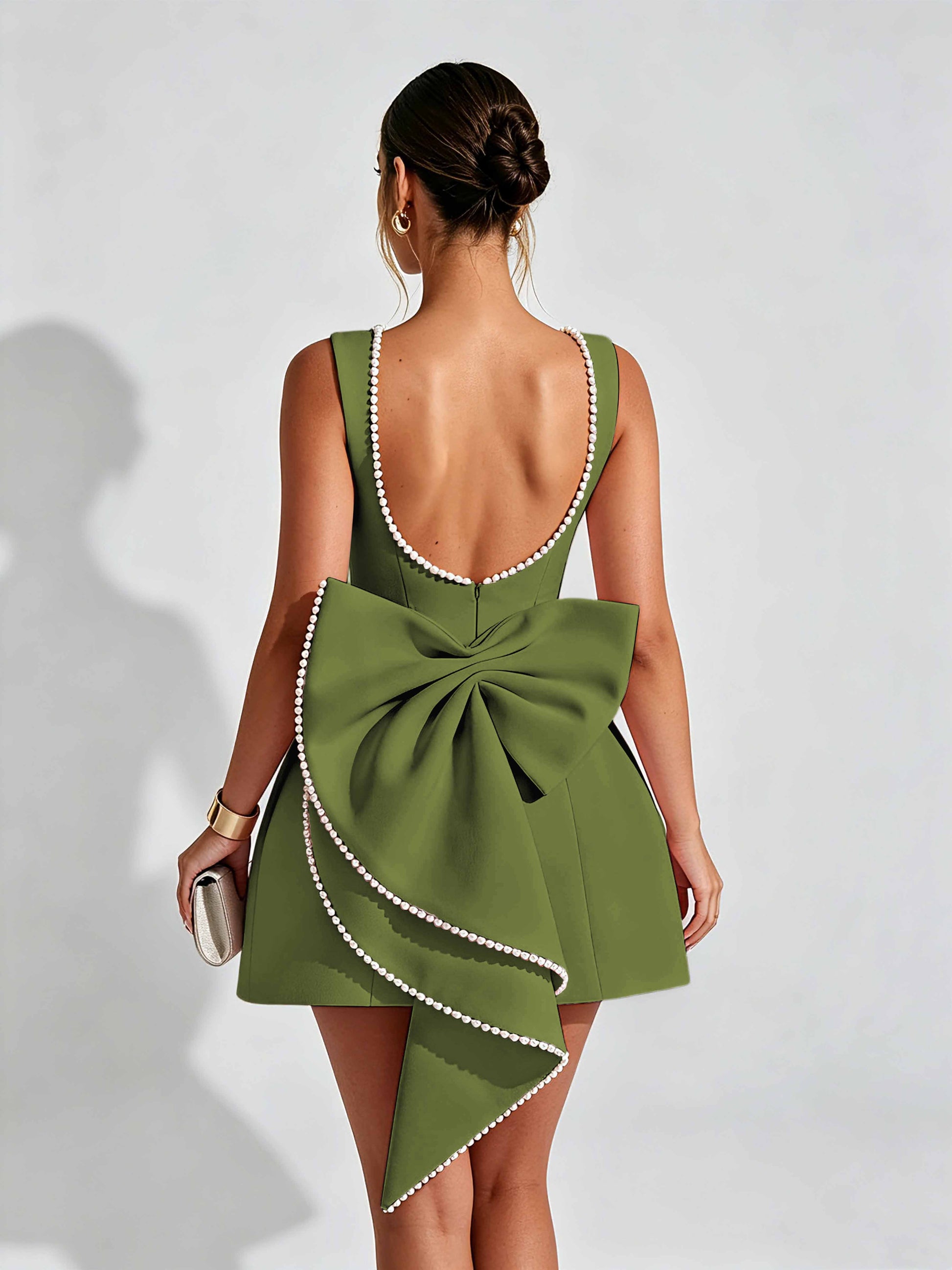 Satin Homecoming Dresses for Teens Short Prom Dress with Bow on Back