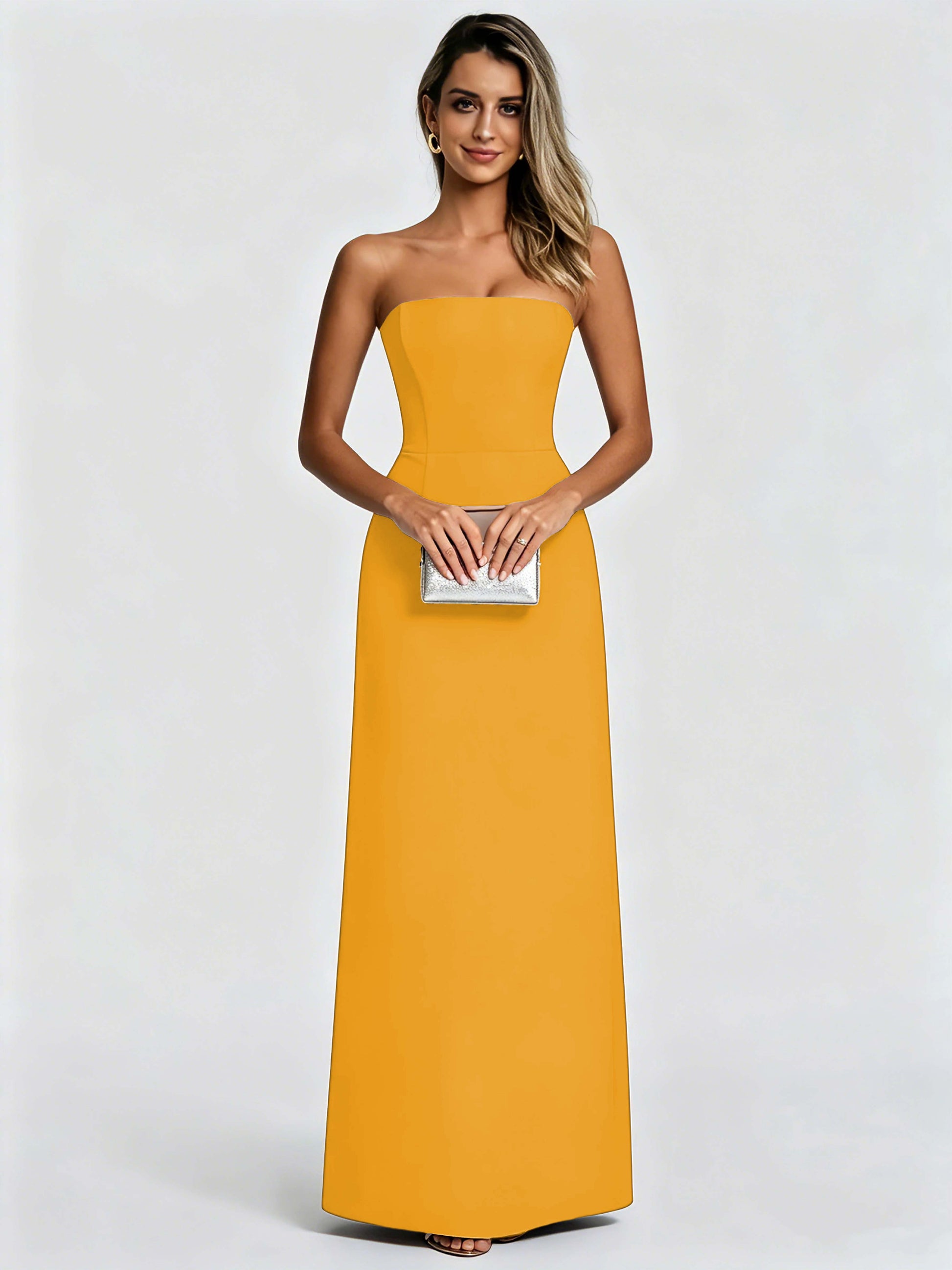 Satin Prom Dresses for Teens Strapless Formal Evening Gown
