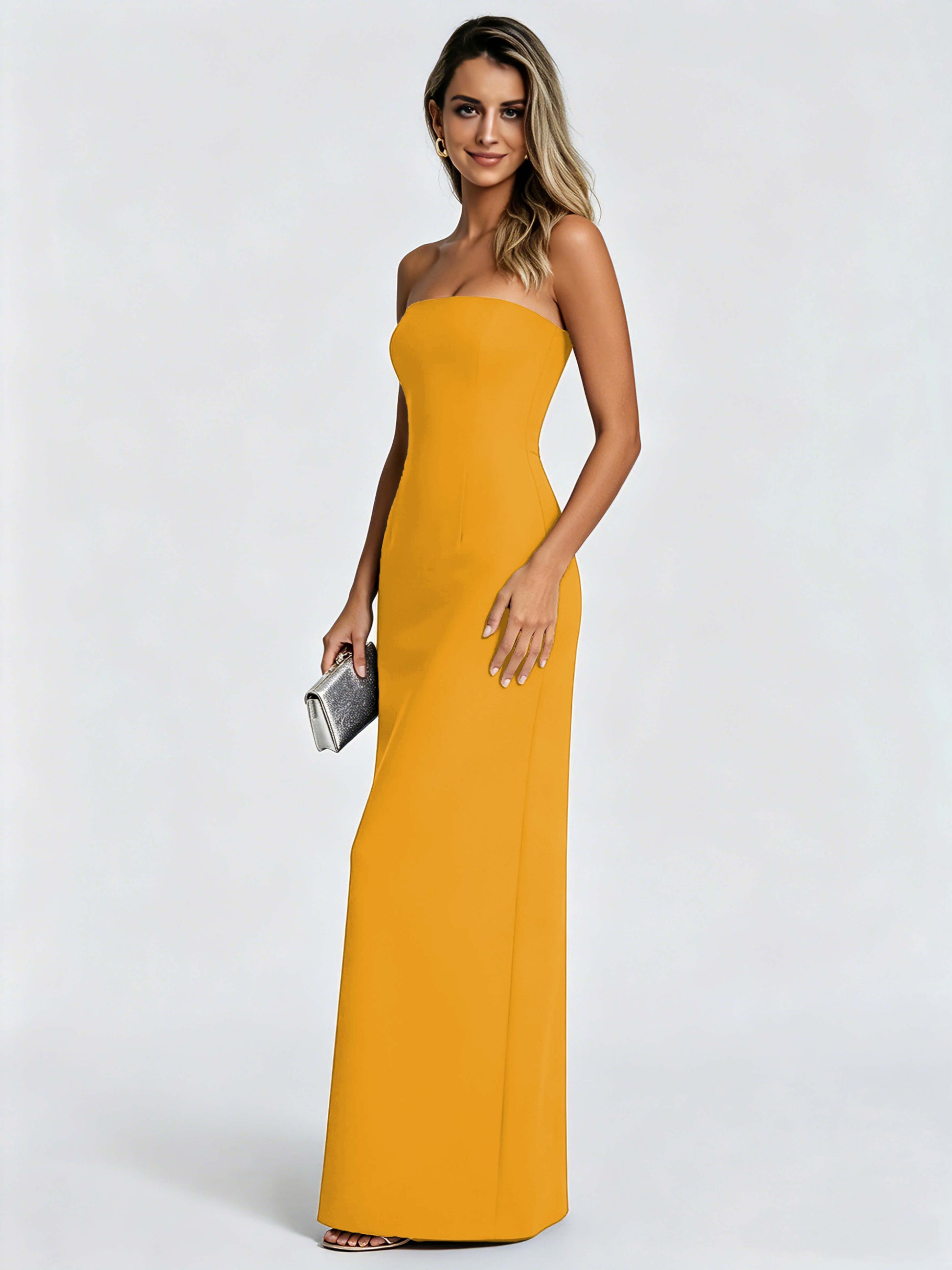 Satin Prom Dresses for Teens Strapless Formal Evening Gown