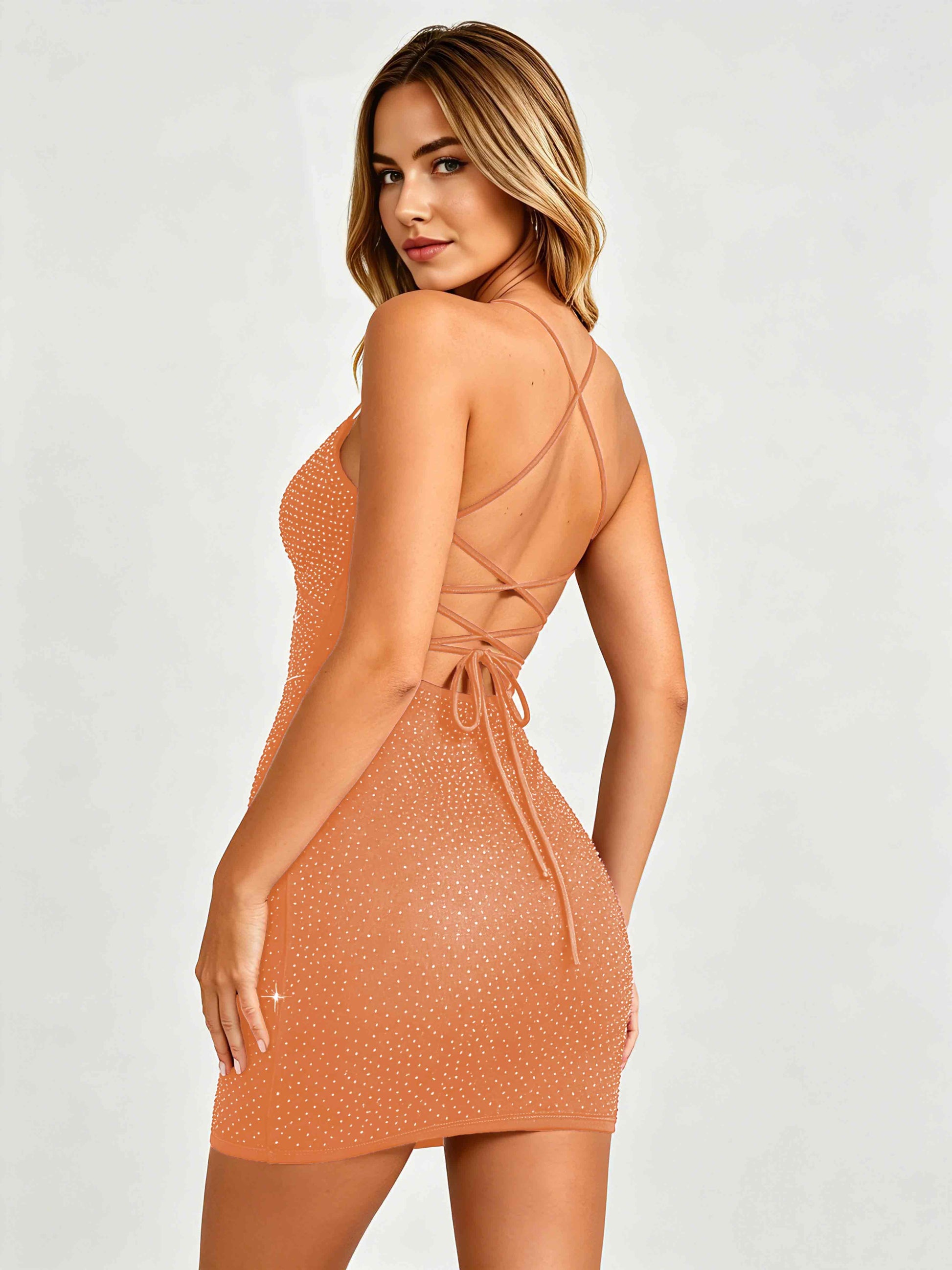 Sparkly Tight Homecoming Dresses Backless Short Prom Gown