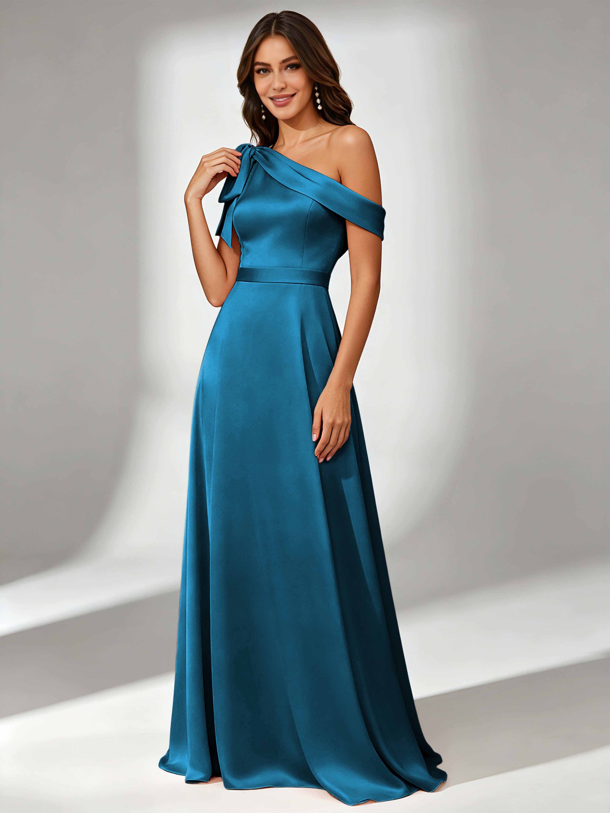 Satin One Shoulder Floor Length Bridesmaid Dresses