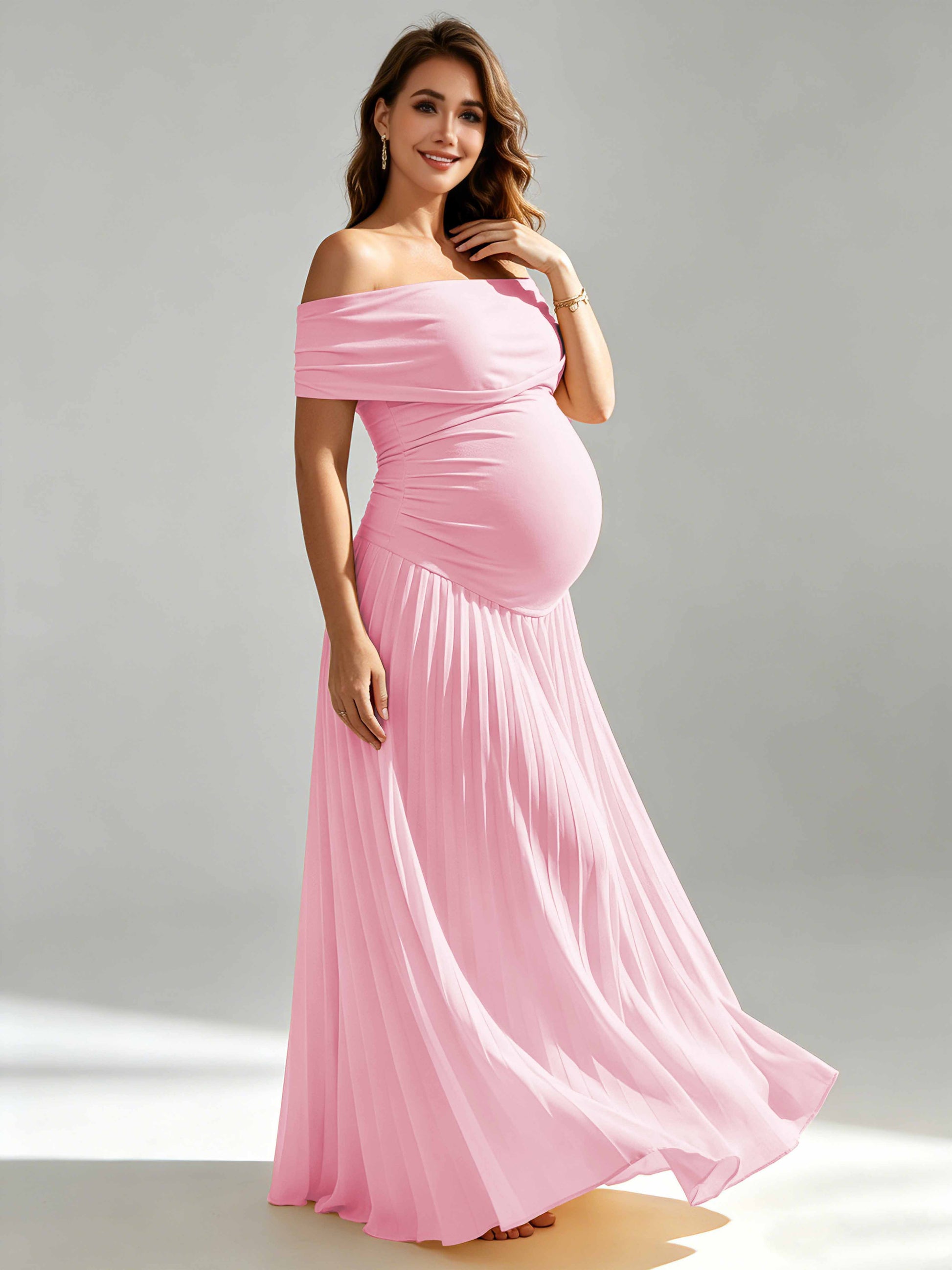 Off The Shoulder Spandex Maternity Dresses for Photoshoot