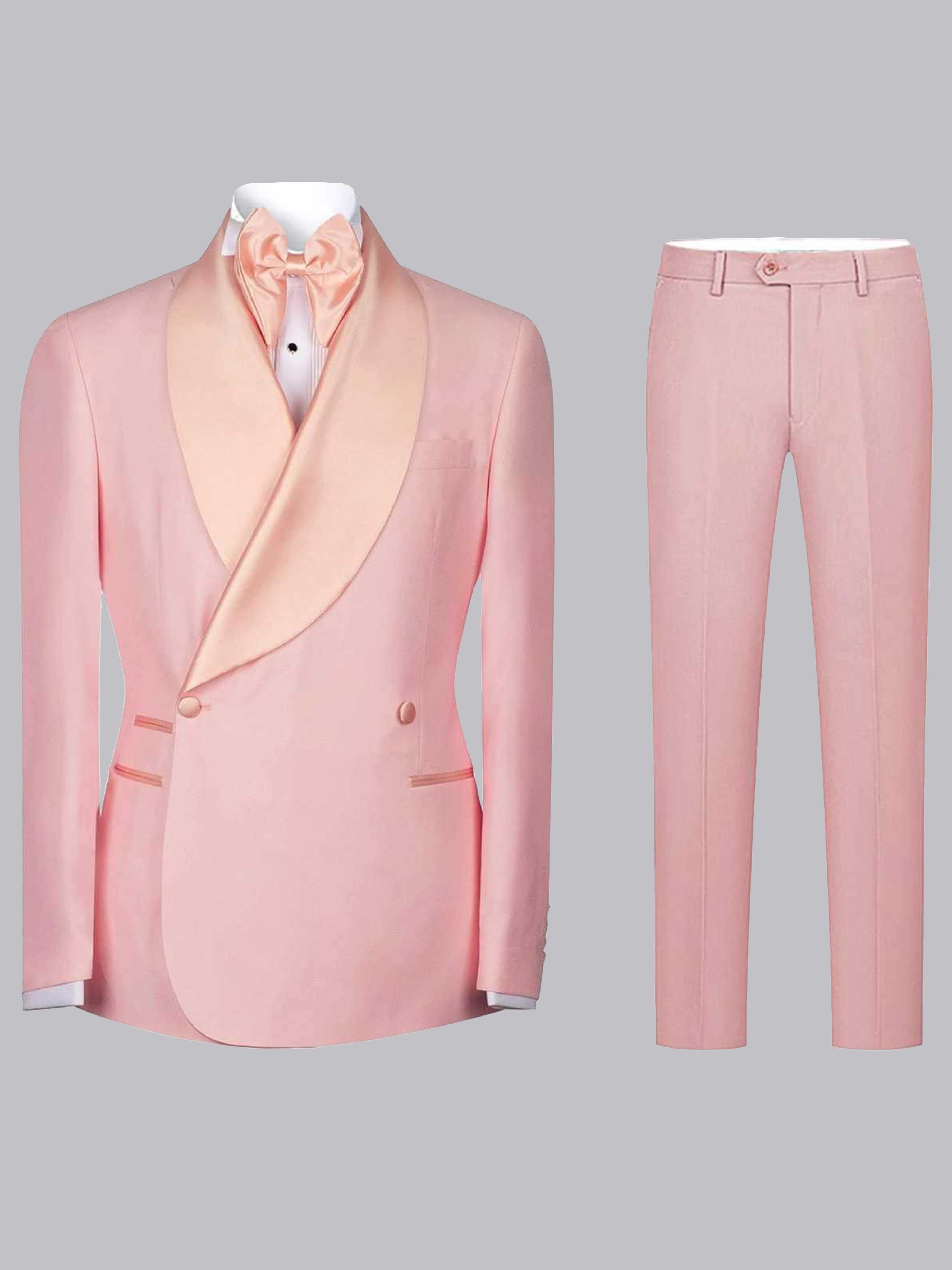 Men's Shawl Lapel 2 Pieces Wrap Slim Fit Suit for Wedding