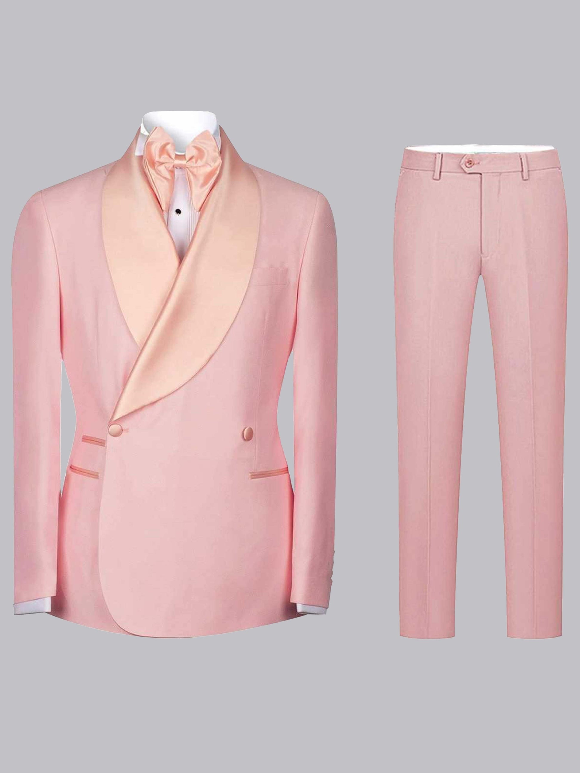 Men's Shawl Lapel 2 Pieces Wrap Slim Fit Suit for Wedding