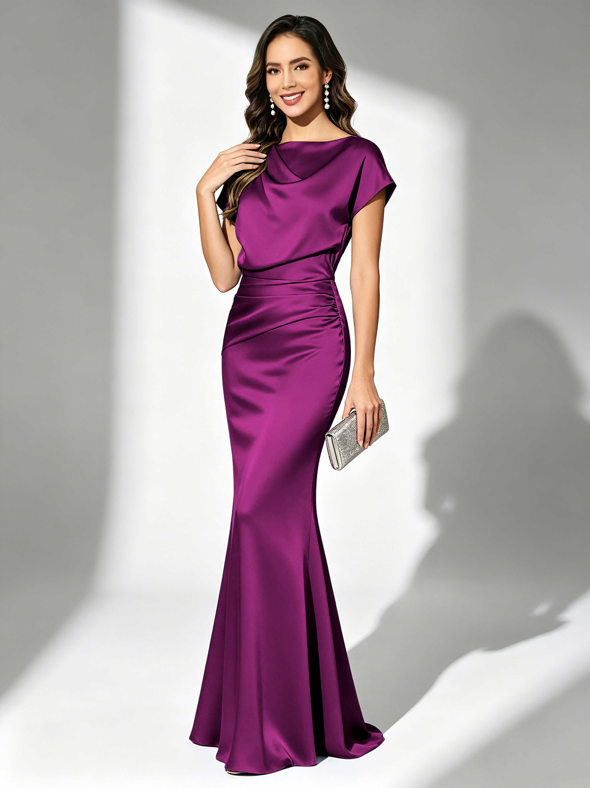 Satin Mermaid Floor Length Mother of The Bride Dresses