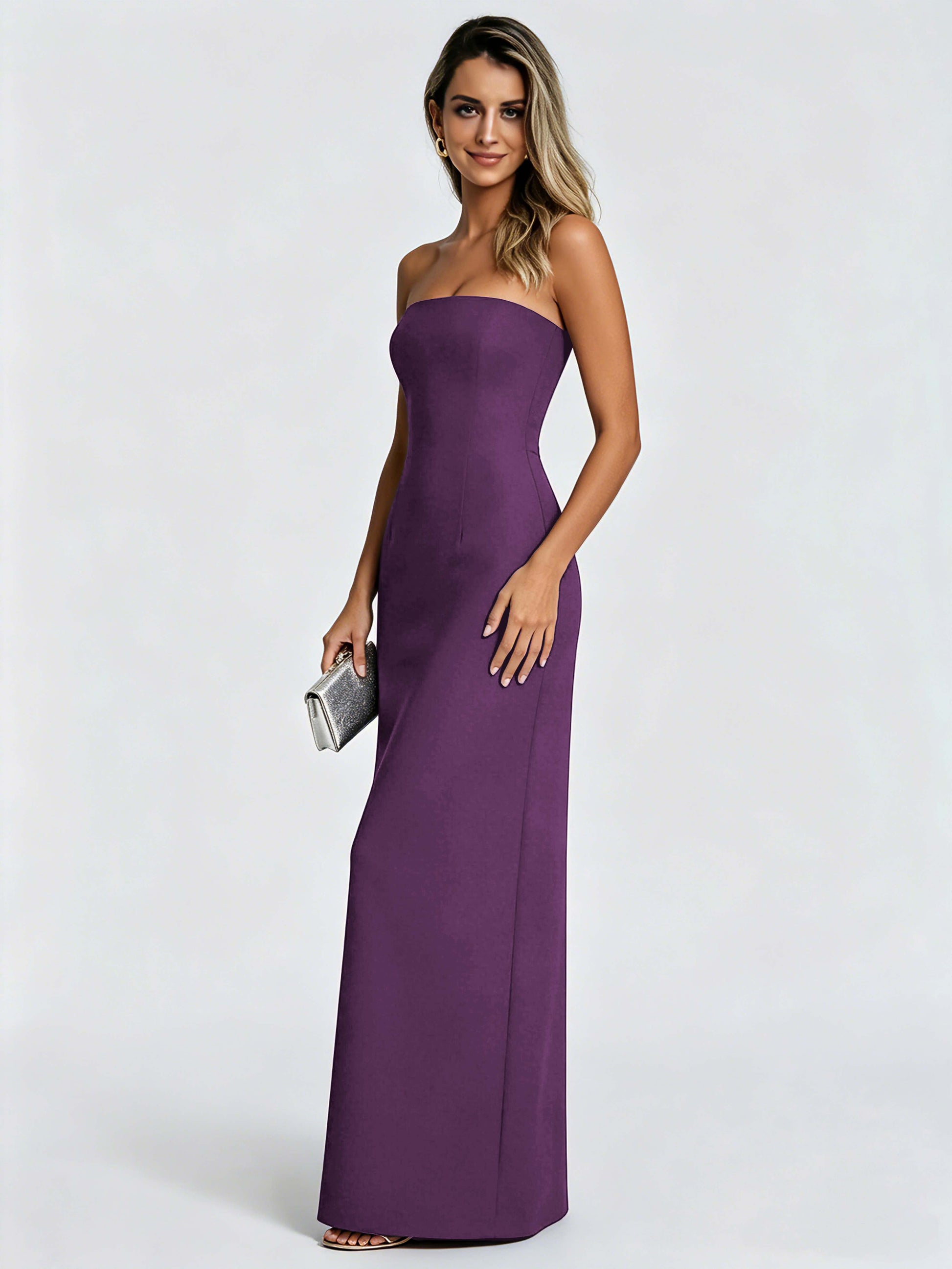 Satin Prom Dresses for Teens Strapless Formal Evening Gown