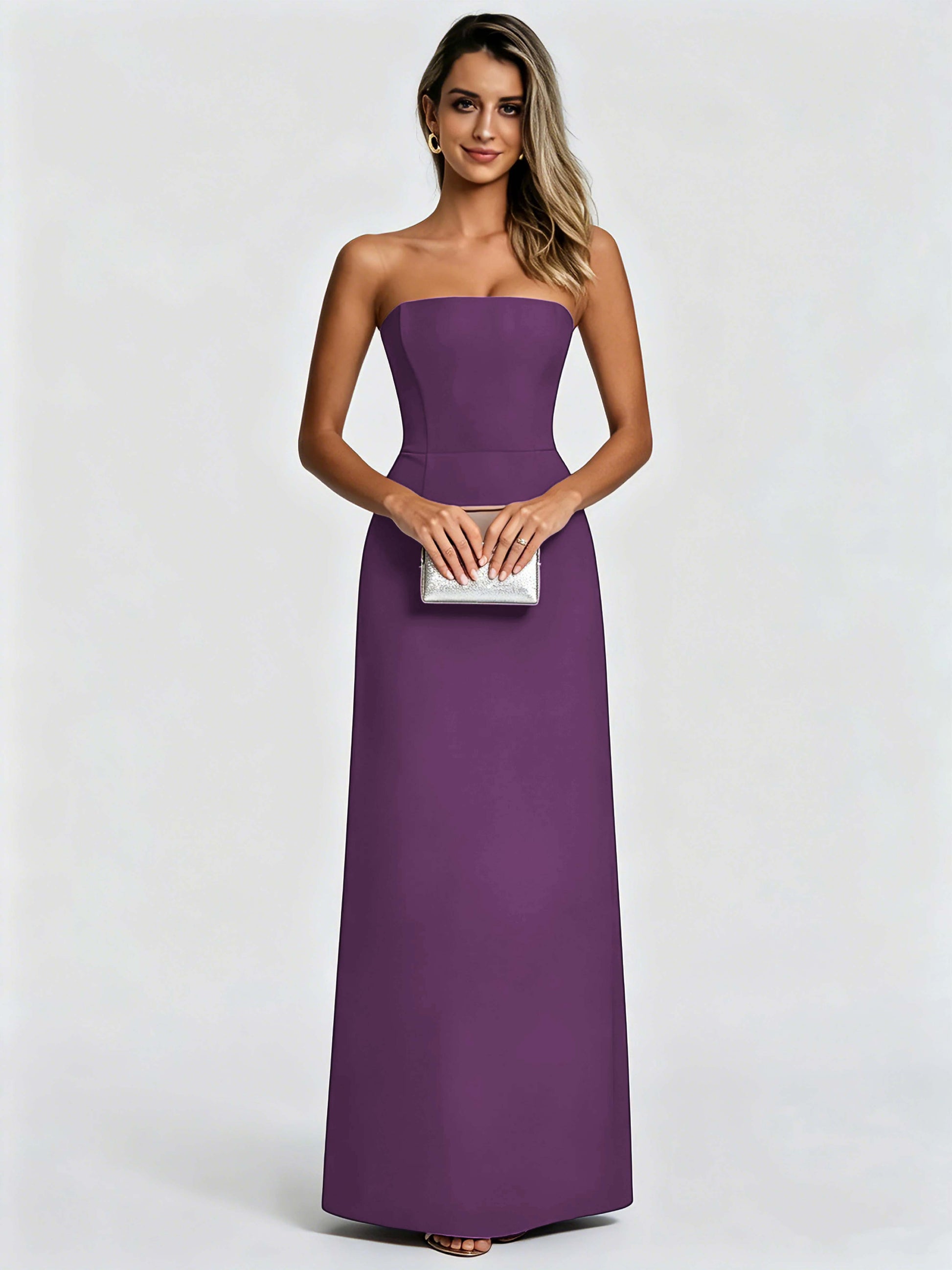 Satin Prom Dresses for Teens Strapless Formal Evening Gown