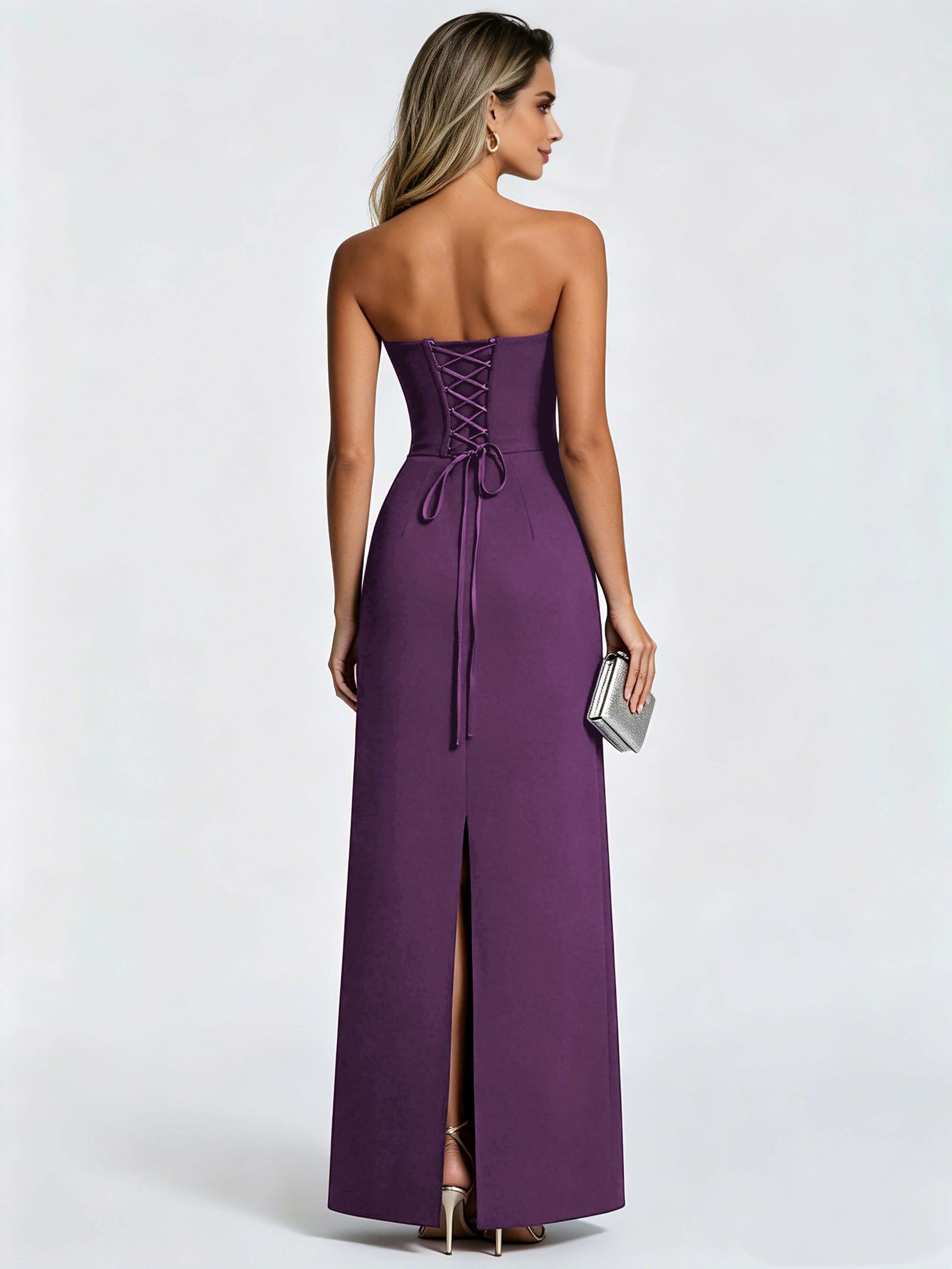 Satin Prom Dresses for Teens Strapless Formal Evening Gown