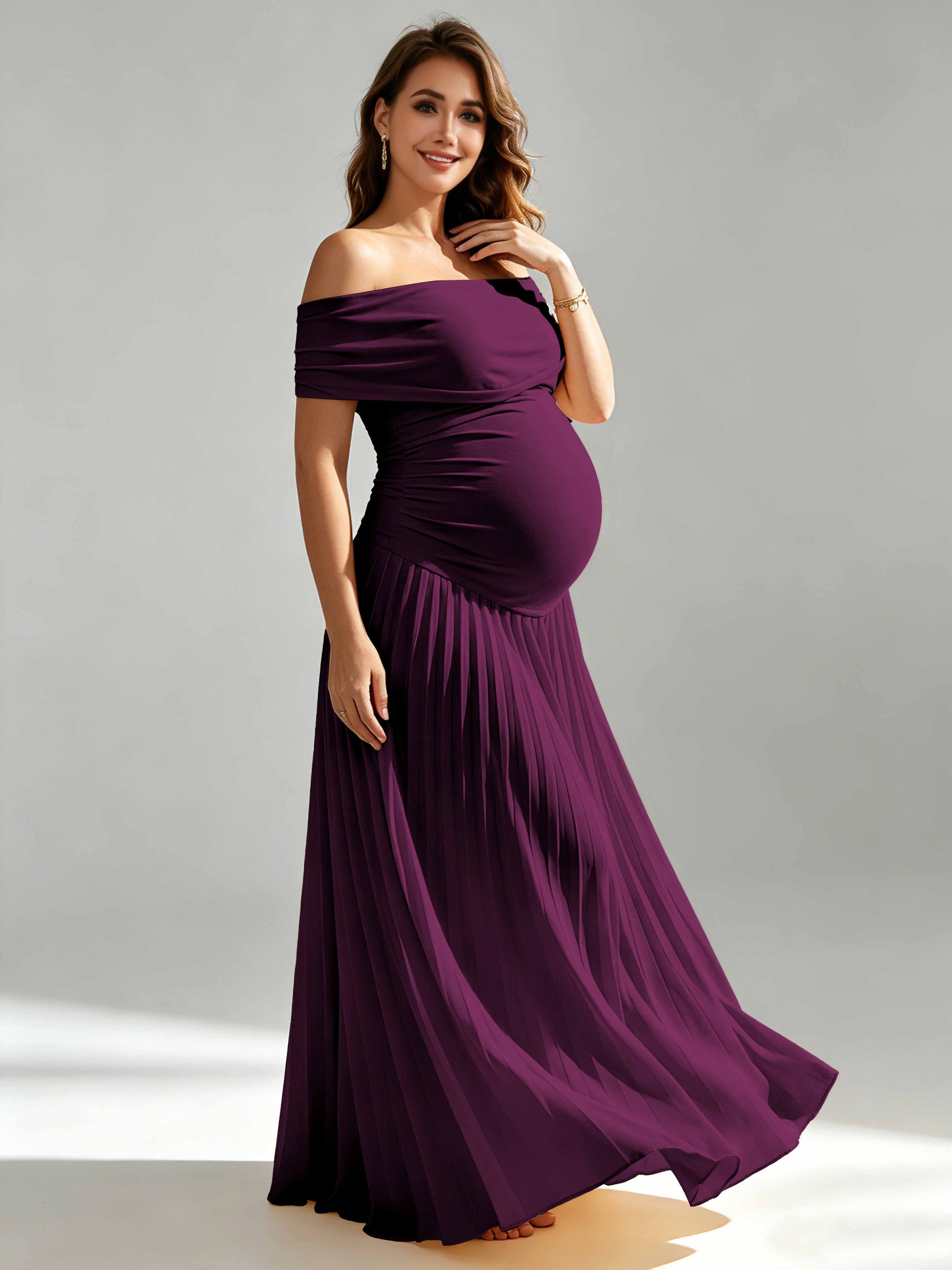 Off The Shoulder Spandex Maternity Dresses for Photoshoot