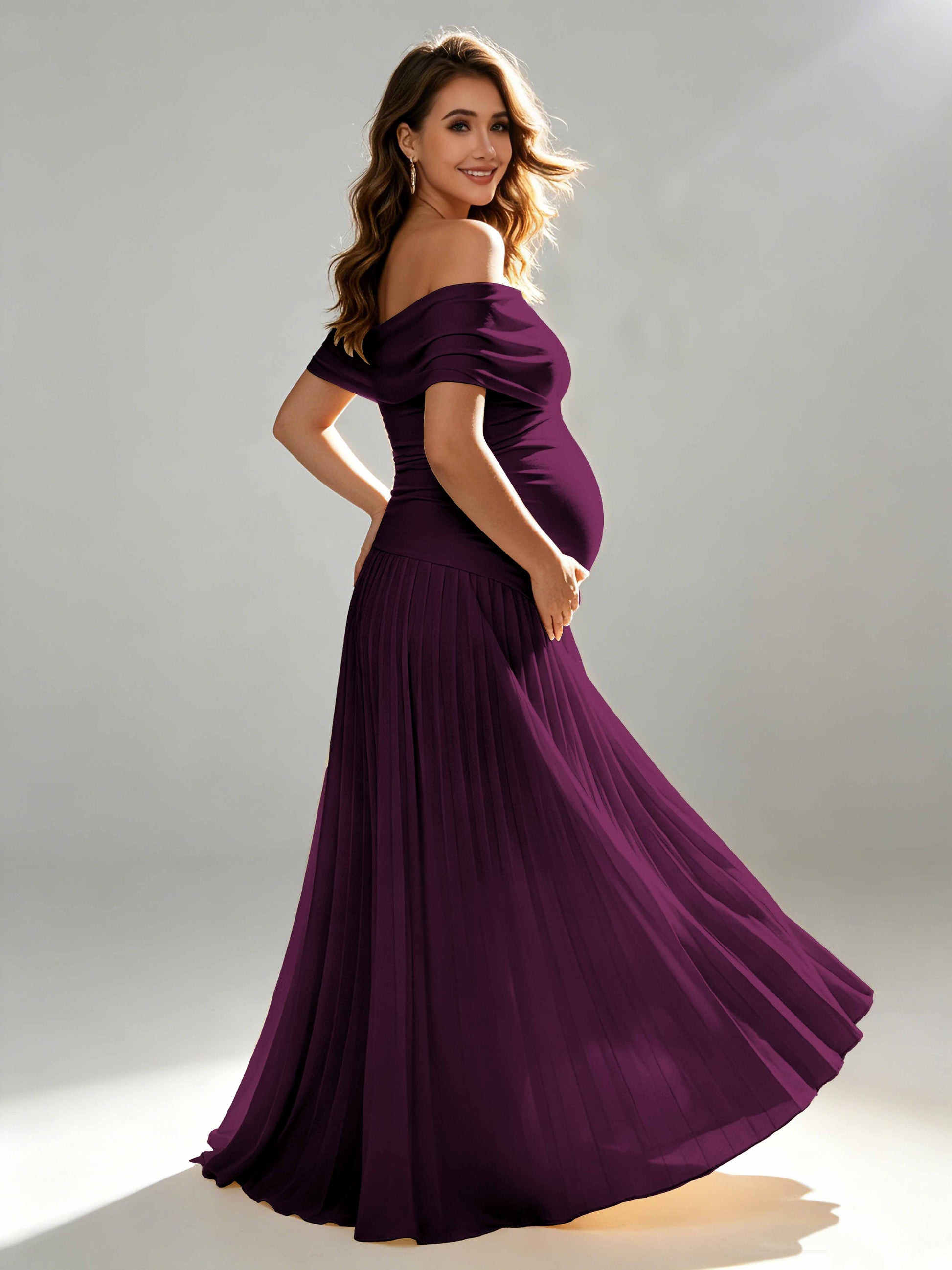 Off The Shoulder Spandex Maternity Dresses for Photoshoot