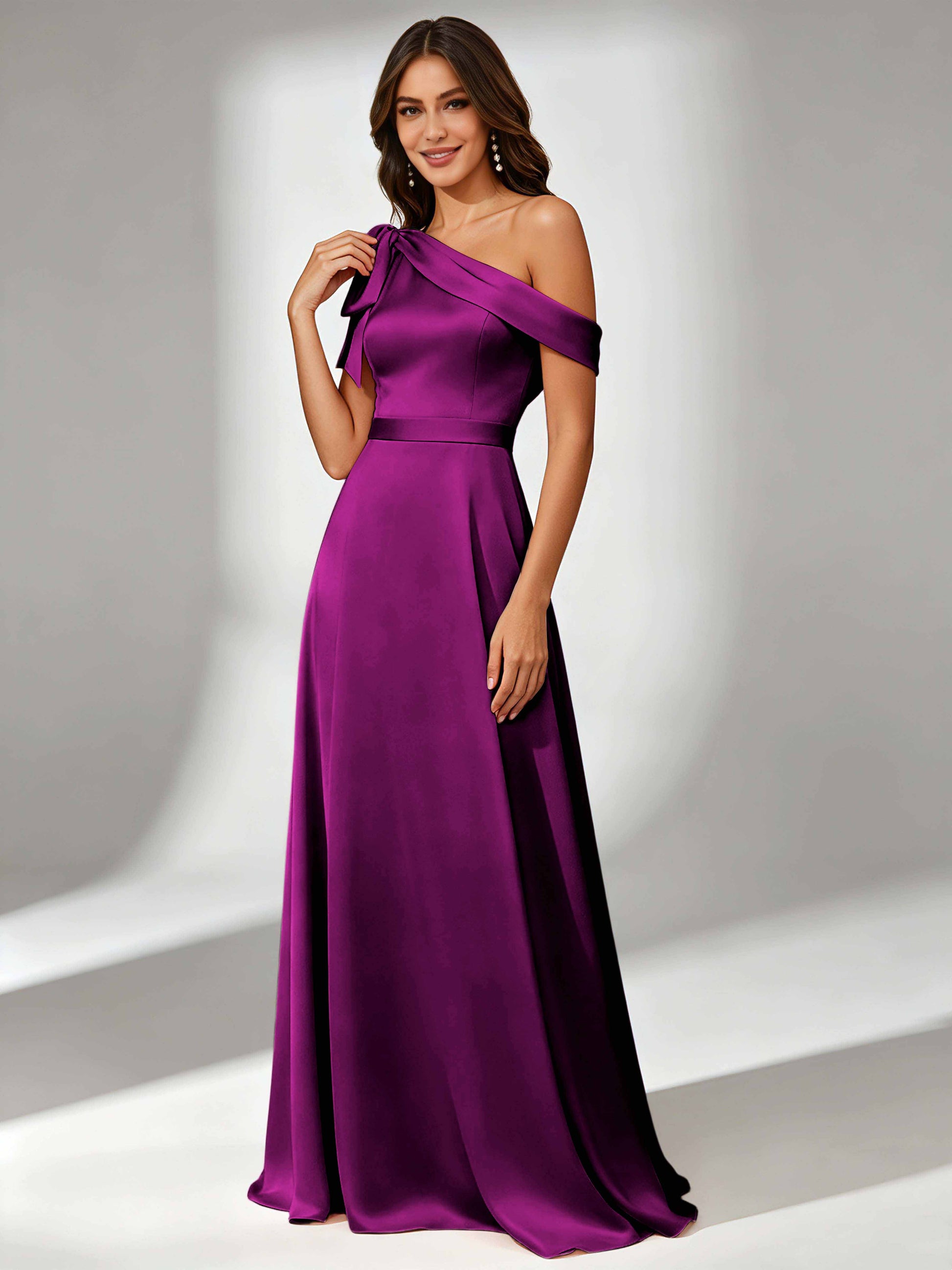 Satin One Shoulder Floor Length Bridesmaid Dresses