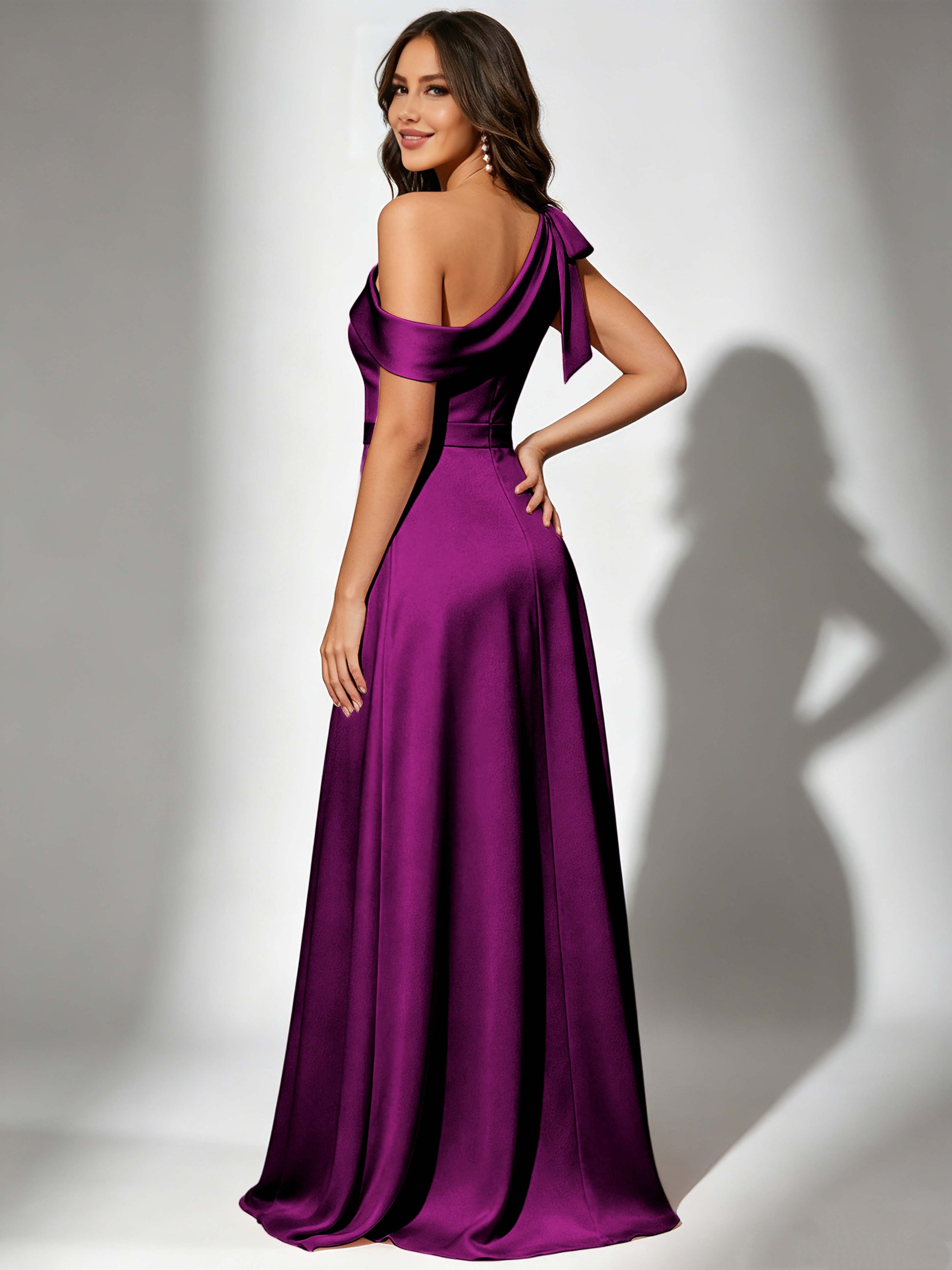 Satin One Shoulder Floor Length Bridesmaid Dresses