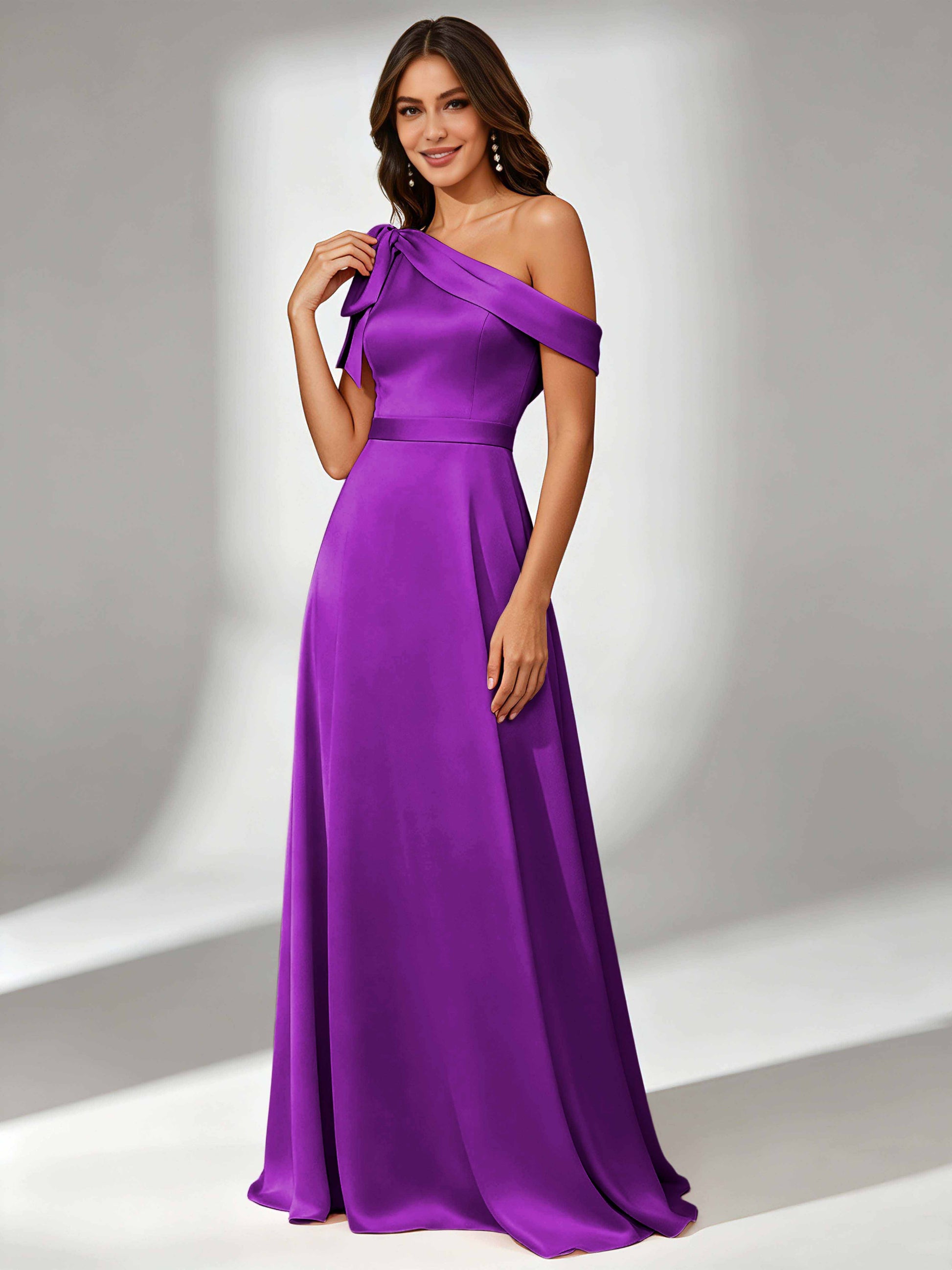 Satin One Shoulder Floor Length Bridesmaid Dresses
