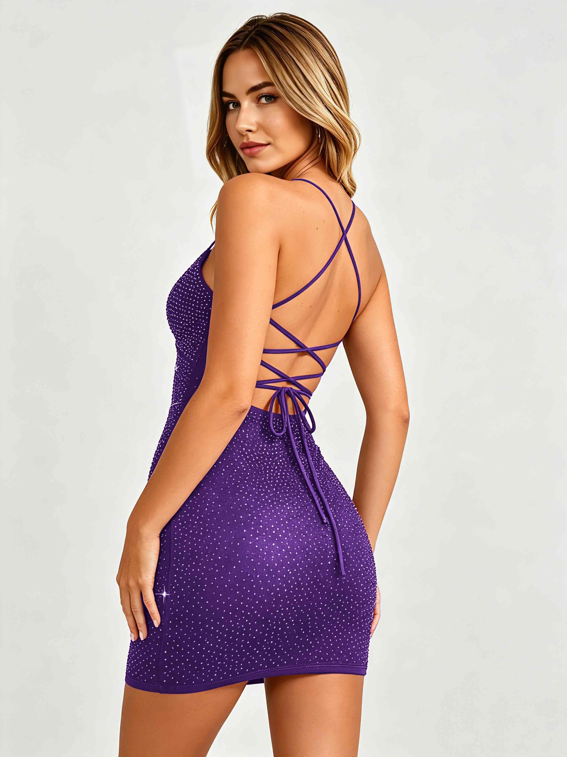 Sparkly Tight Homecoming Dresses Backless Short Prom Gown