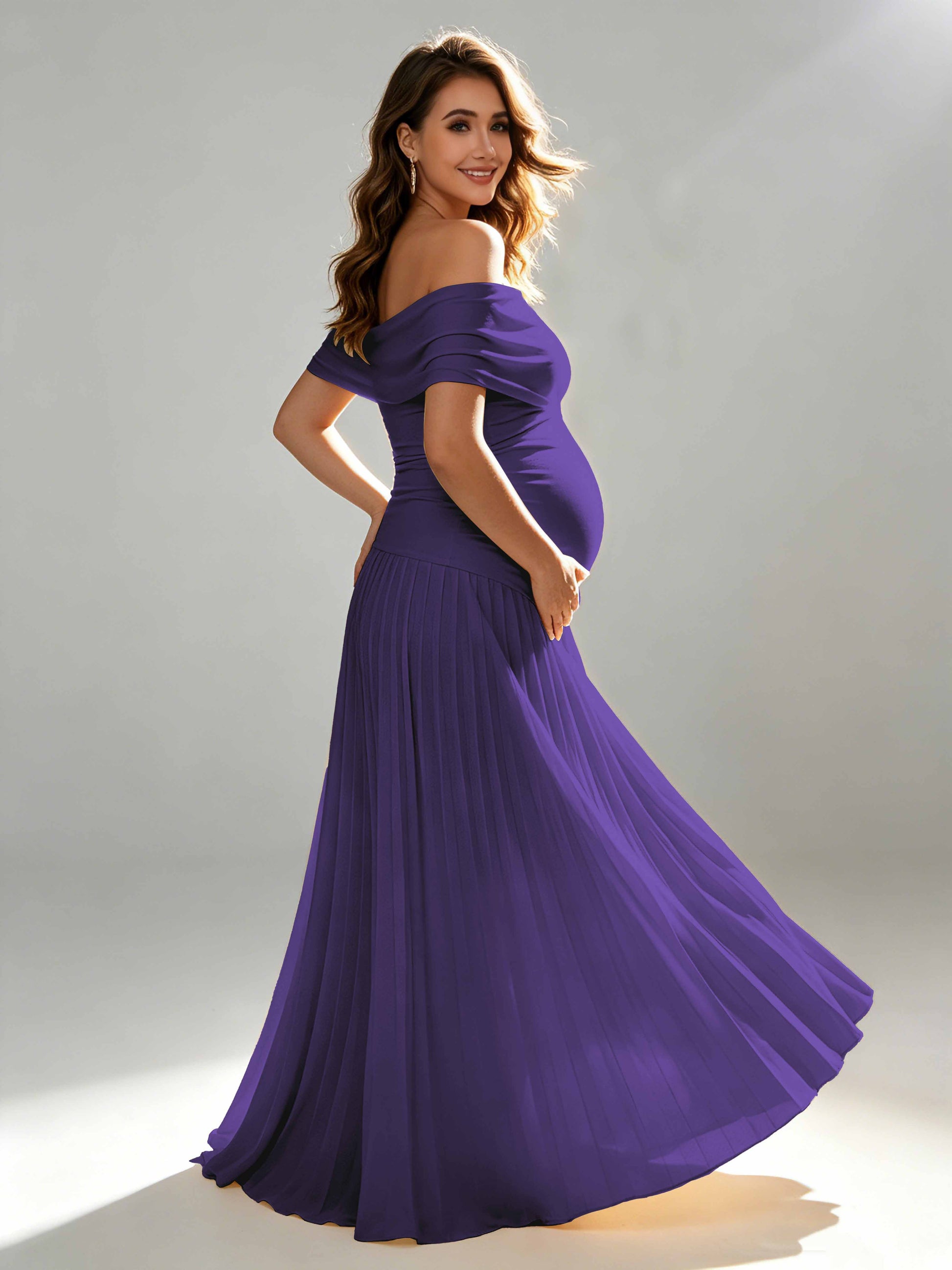 Off The Shoulder Spandex Maternity Dresses for Photoshoot