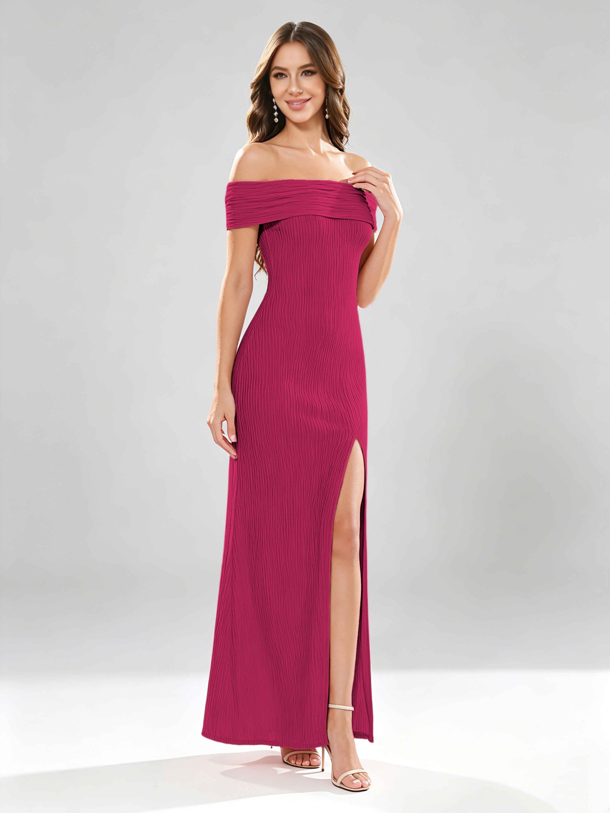 Off The Shoulder Backless Wedding Guest Formal Evening Dresses