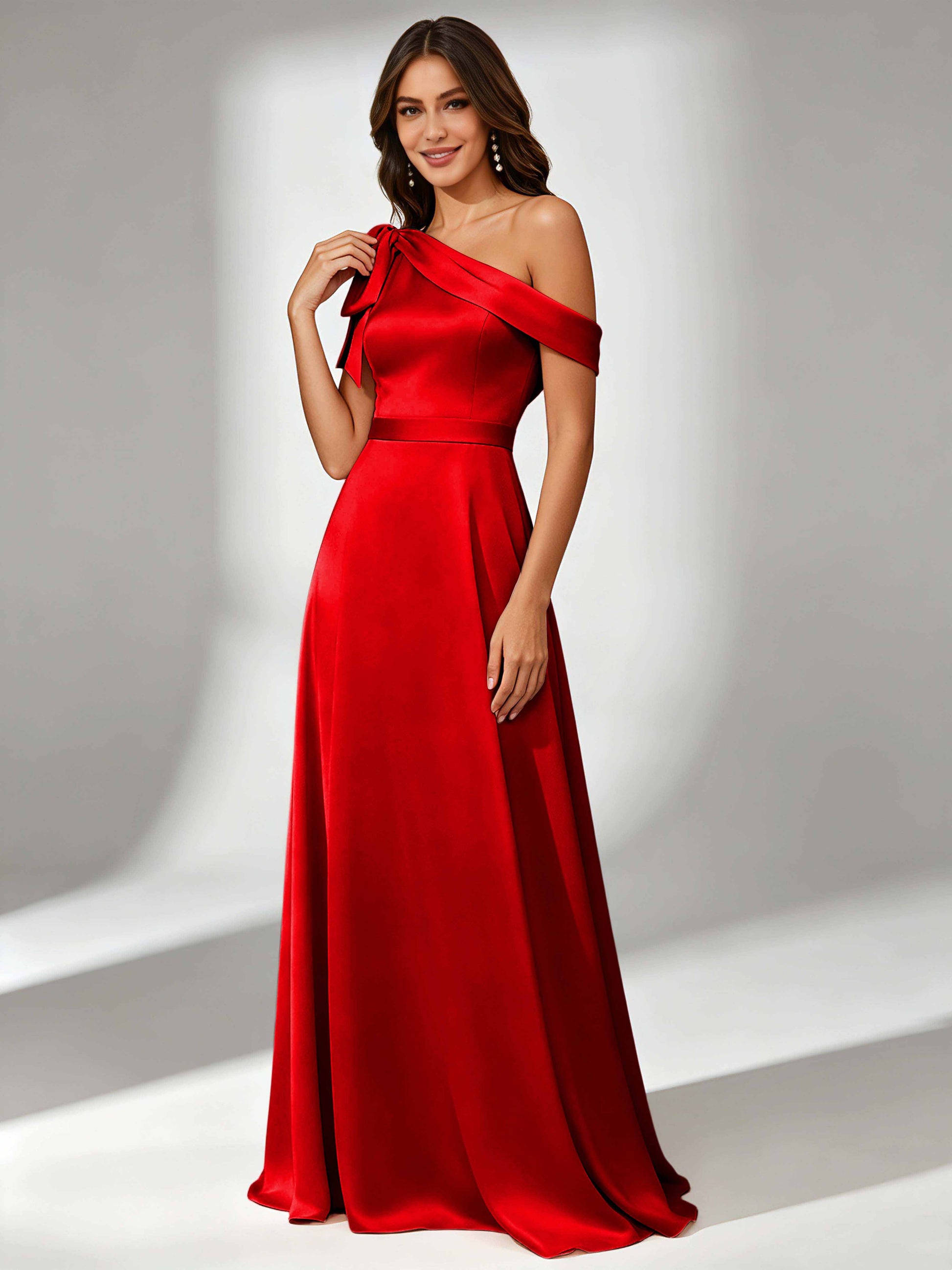 Satin One Shoulder Floor Length Bridesmaid Dresses