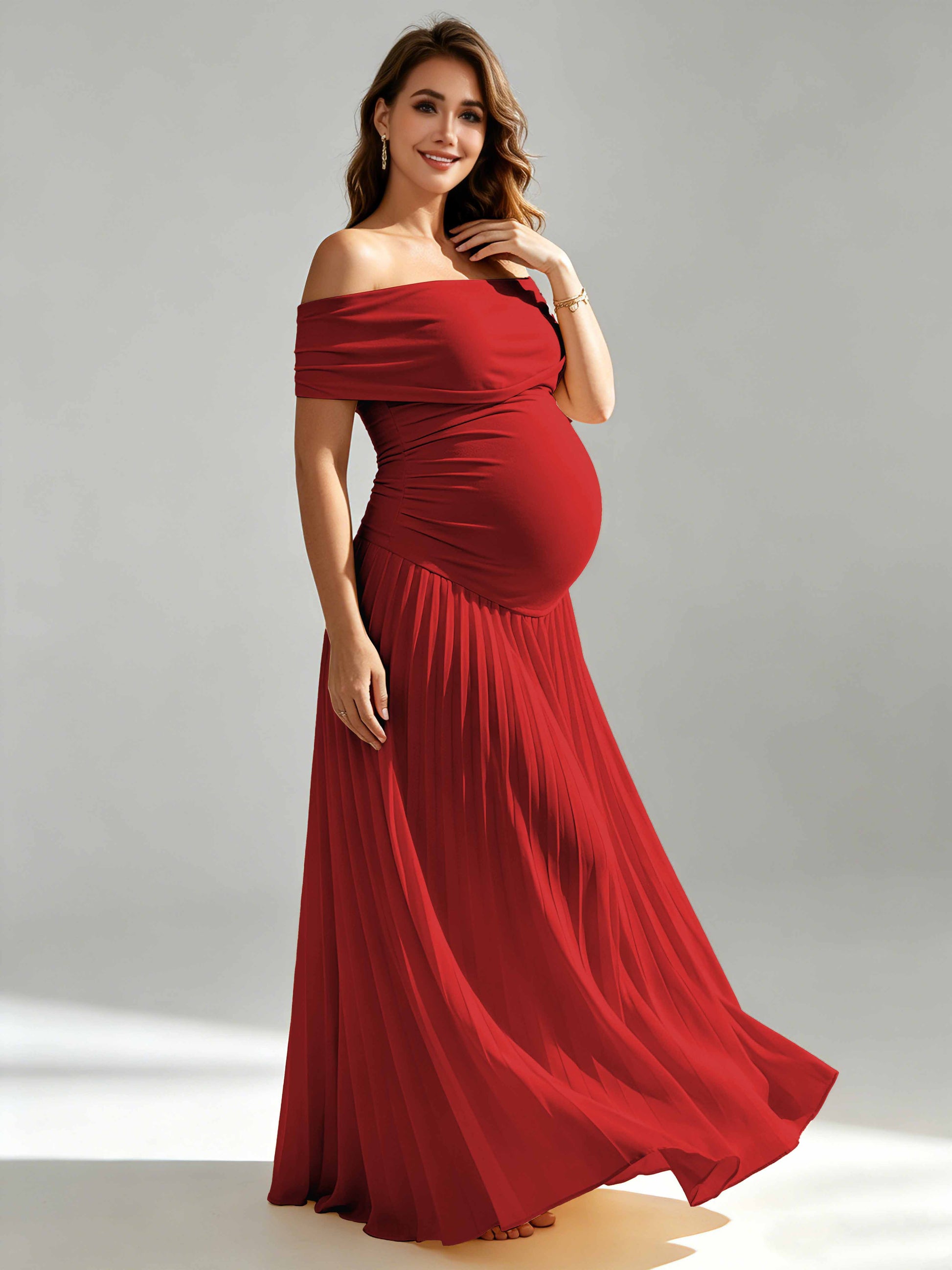 Off The Shoulder Spandex Maternity Dresses for Photoshoot