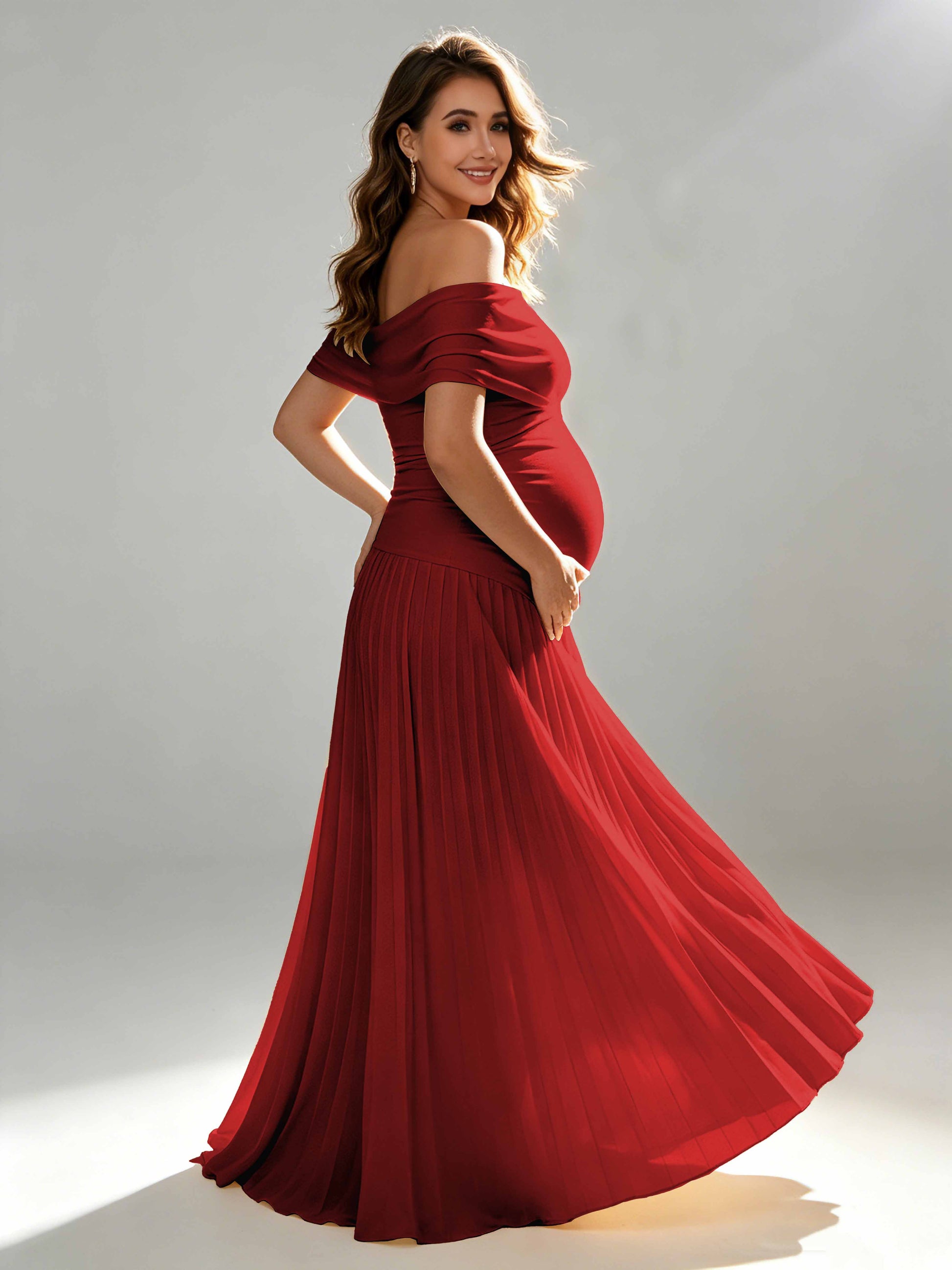Off The Shoulder Spandex Maternity Dresses for Photoshoot