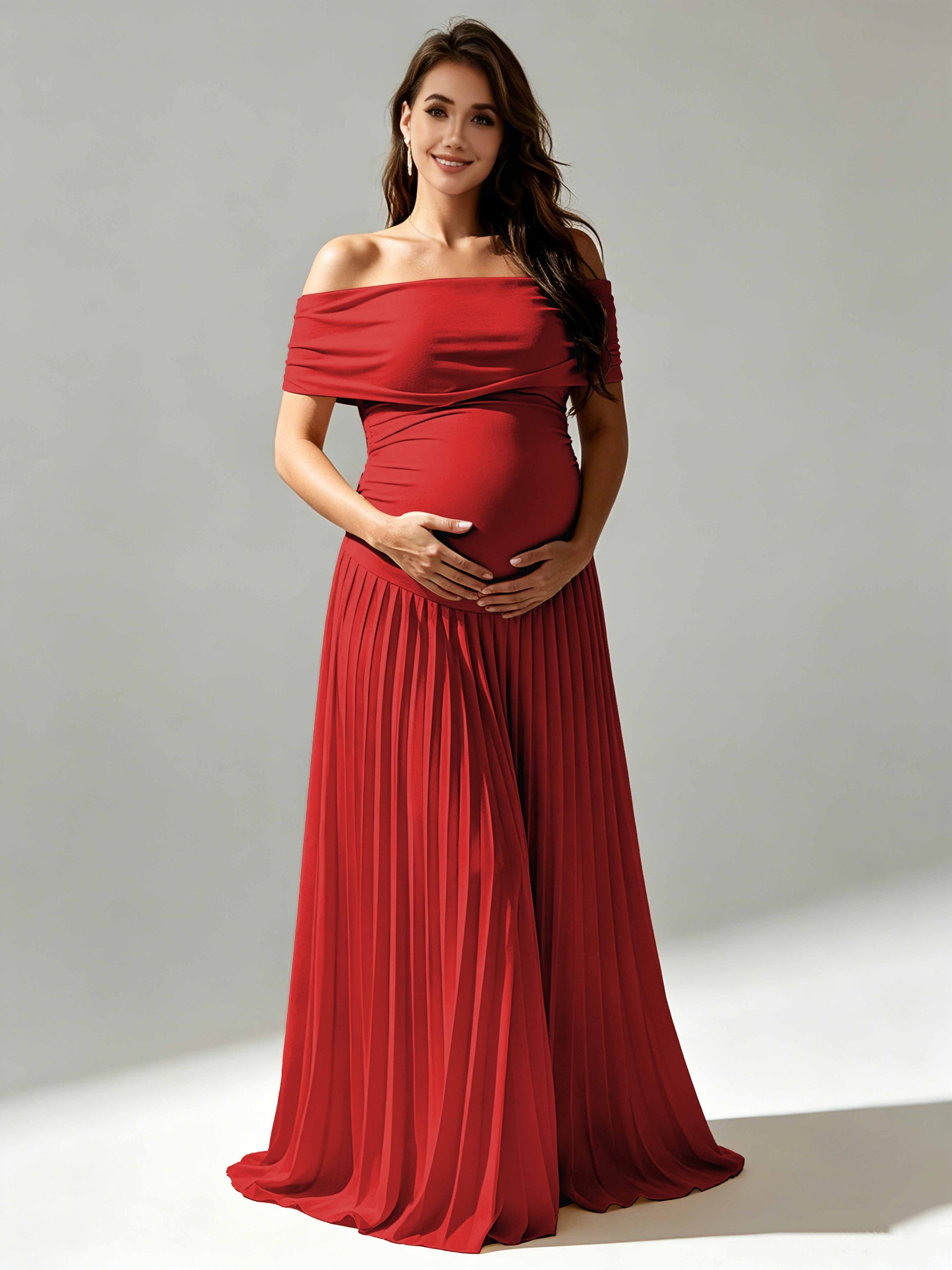 Off The Shoulder Spandex Maternity Dresses for Photoshoot