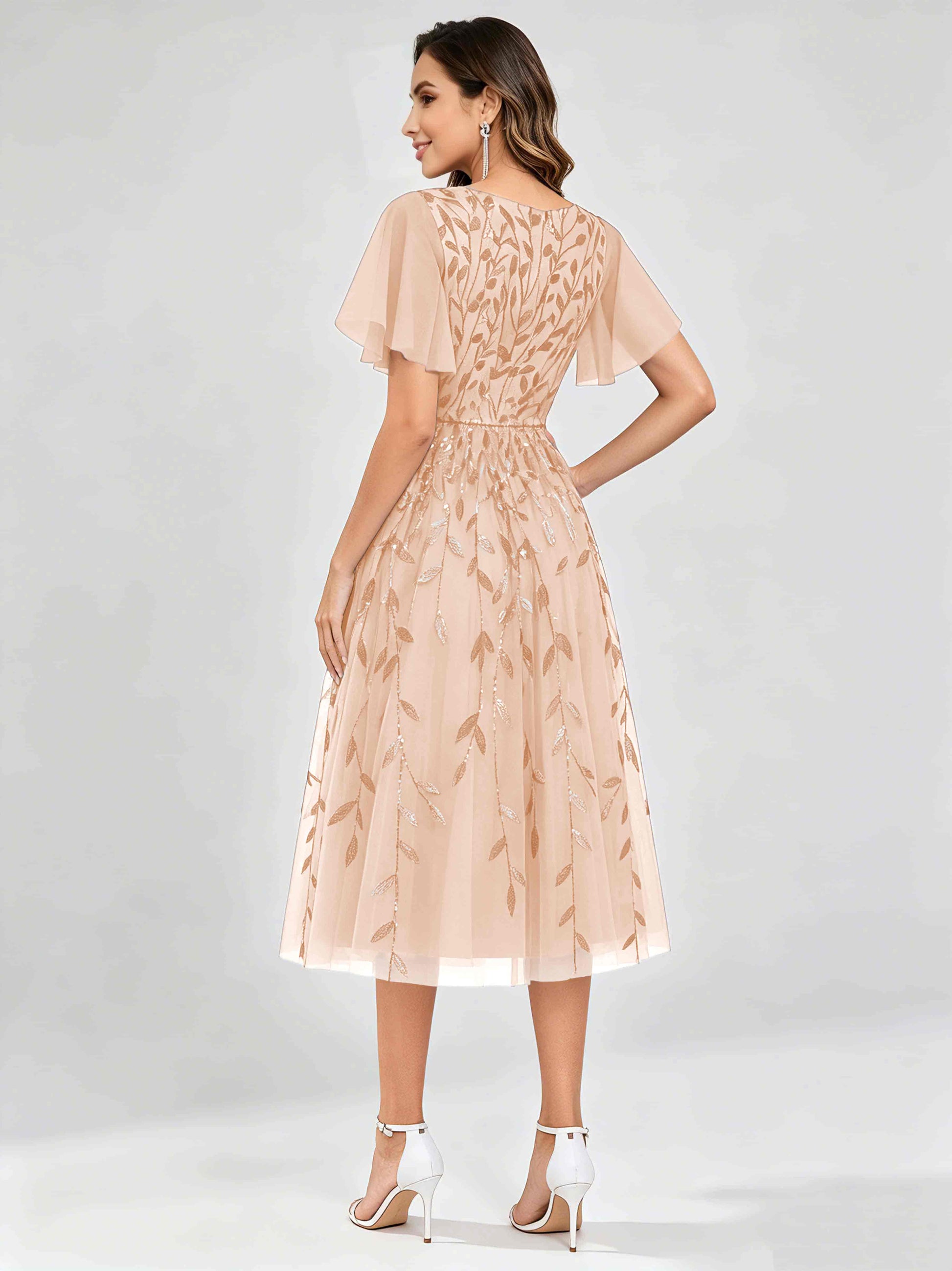 Modern A-Line Leaf Sequins Mother of the Bride & Groom Dresses