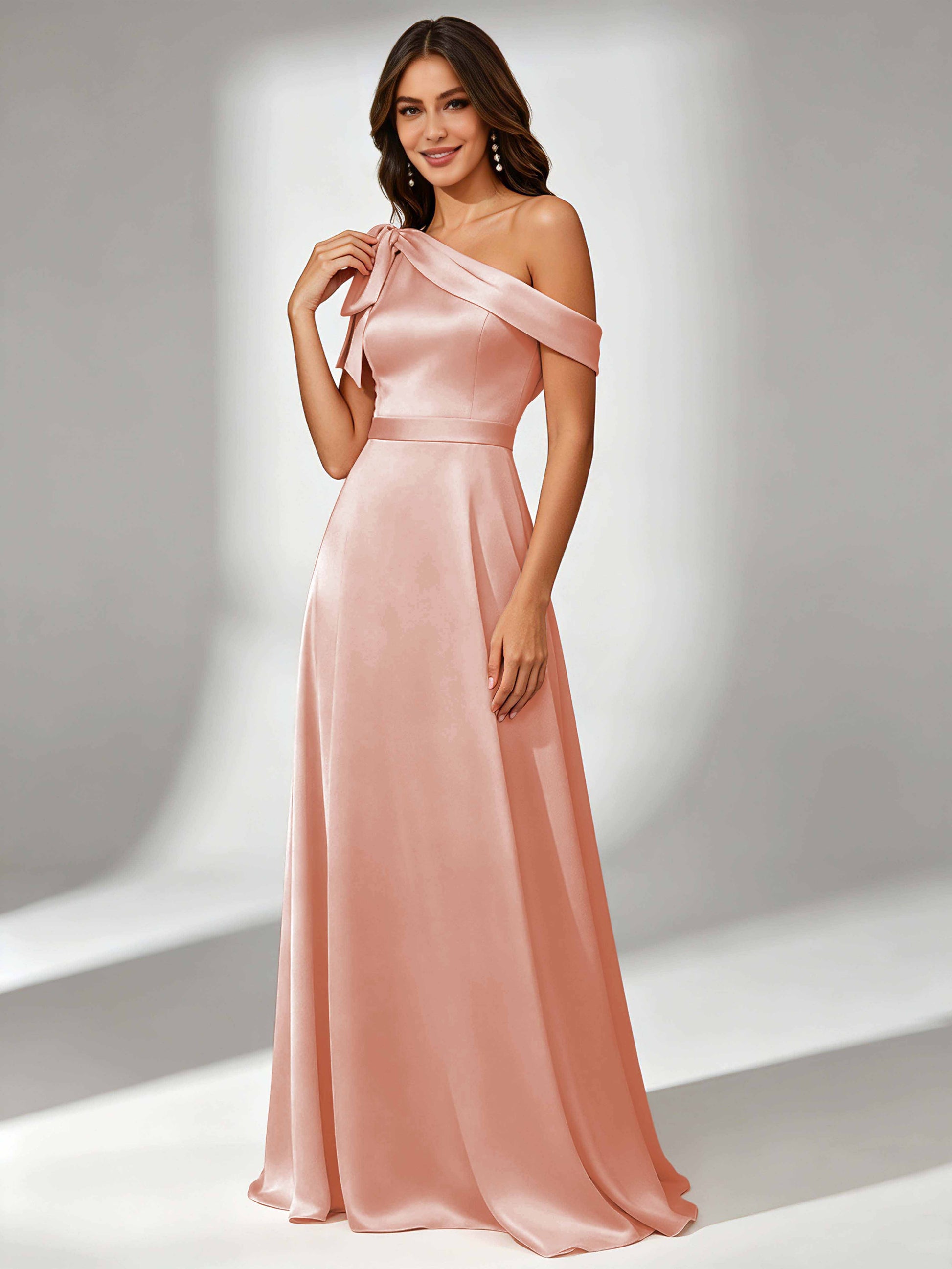 Satin One Shoulder Floor Length Bridesmaid Dresses