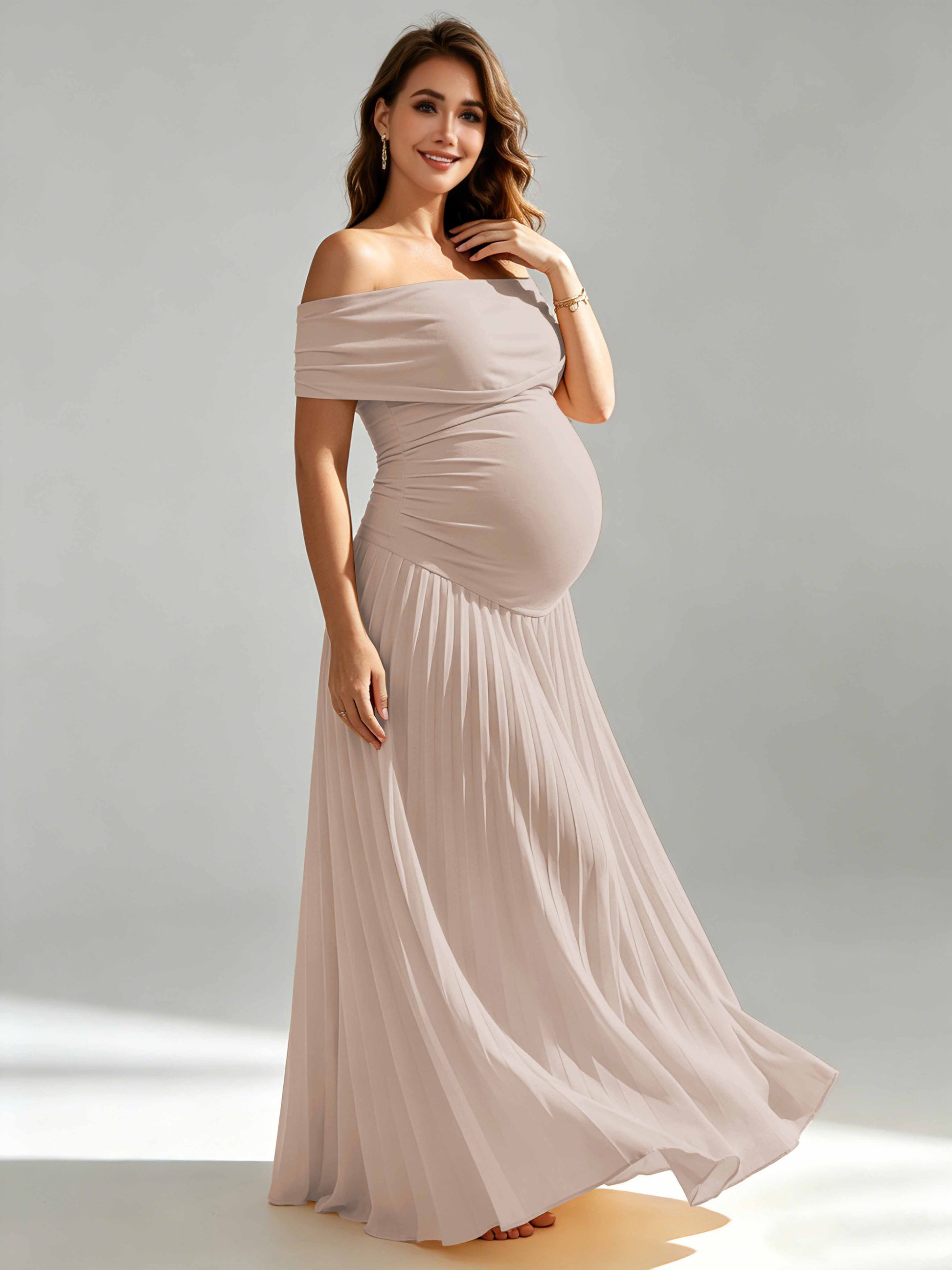 Off The Shoulder Spandex Maternity Dresses for Photoshoot